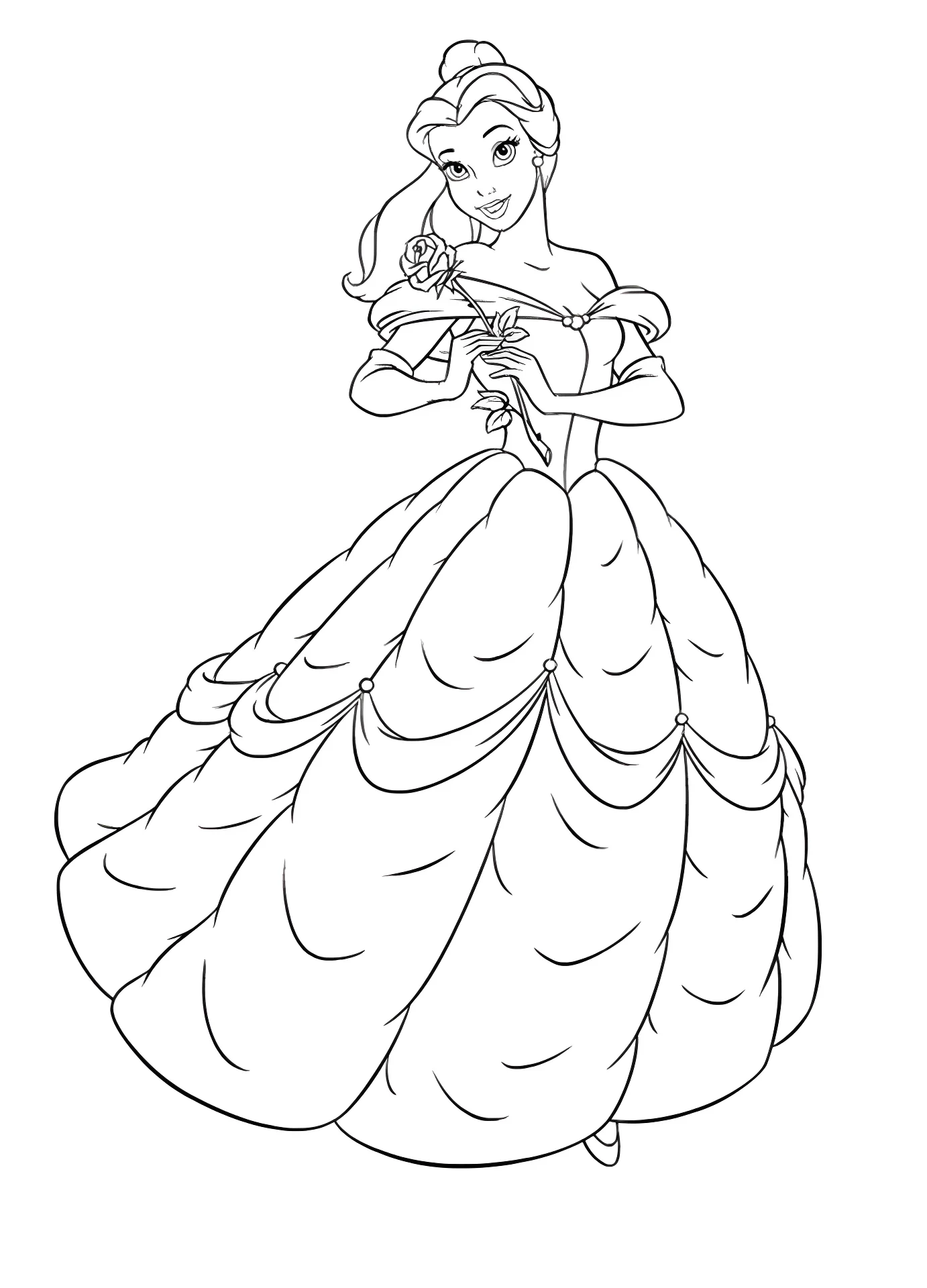 Белль с розой №13234. Раскраски из мультиков. Красавица и чудовище.