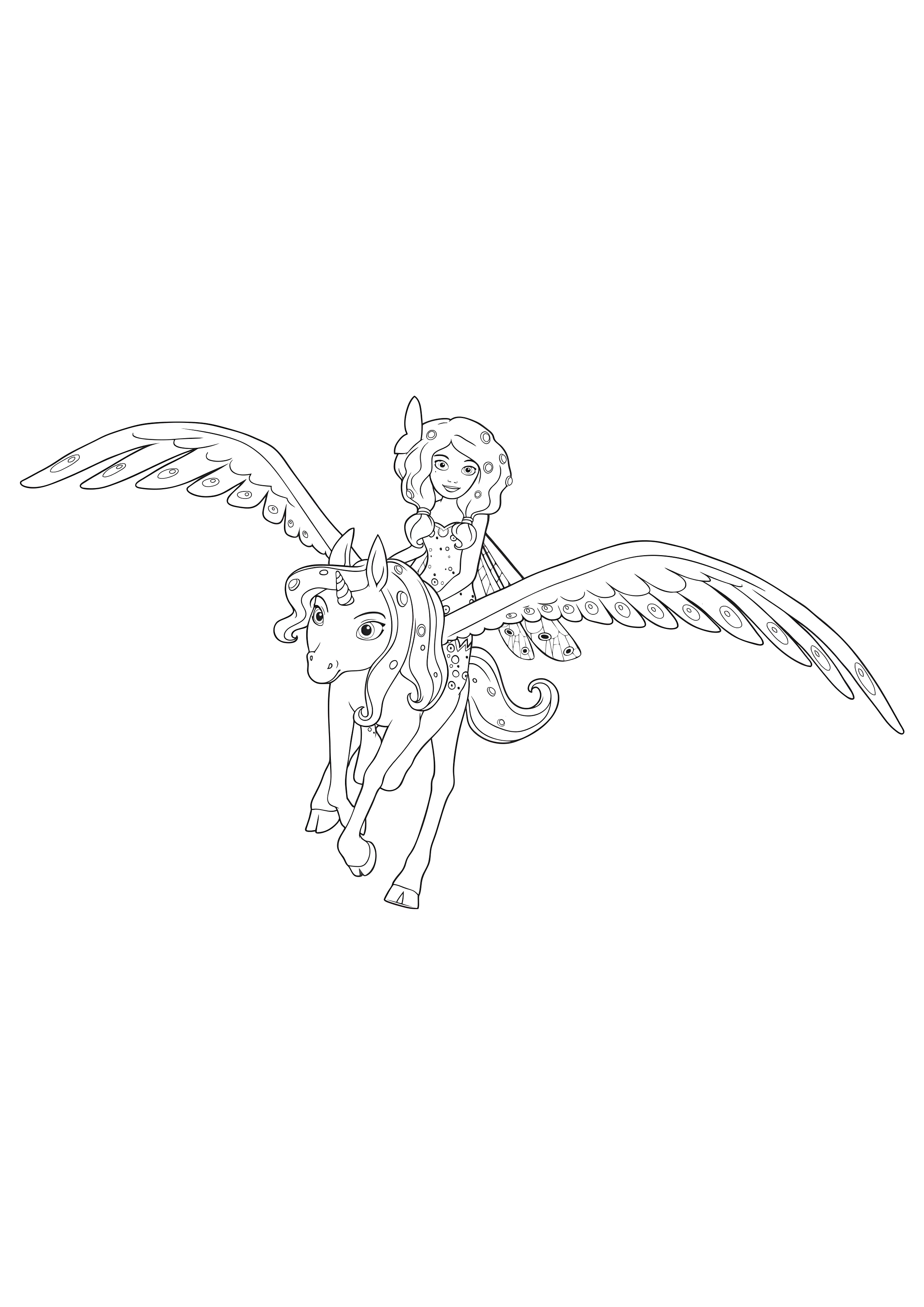 Мия и Я: Мия летит на крылатой лошади №12221. Раскраски из мультиков. Мия и я.