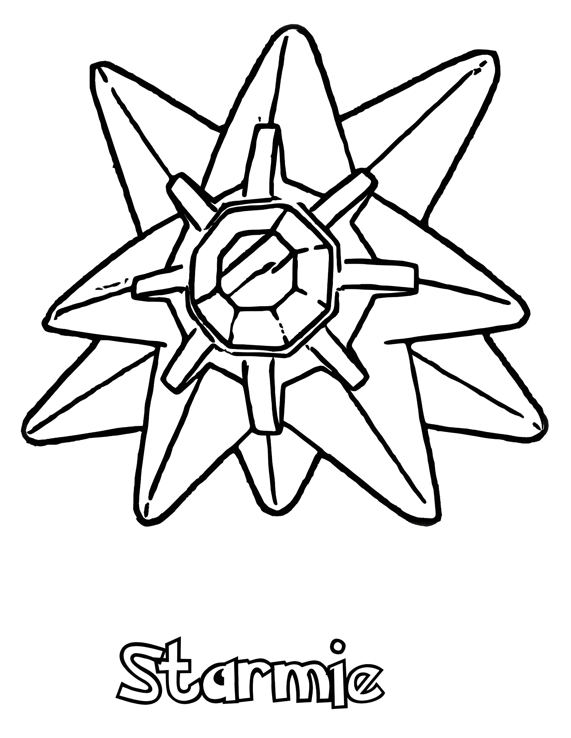 Раскраска с изображением покемона Старми (Starmie) первого поколения №11153. Раскраски из мультиков. Покемон.