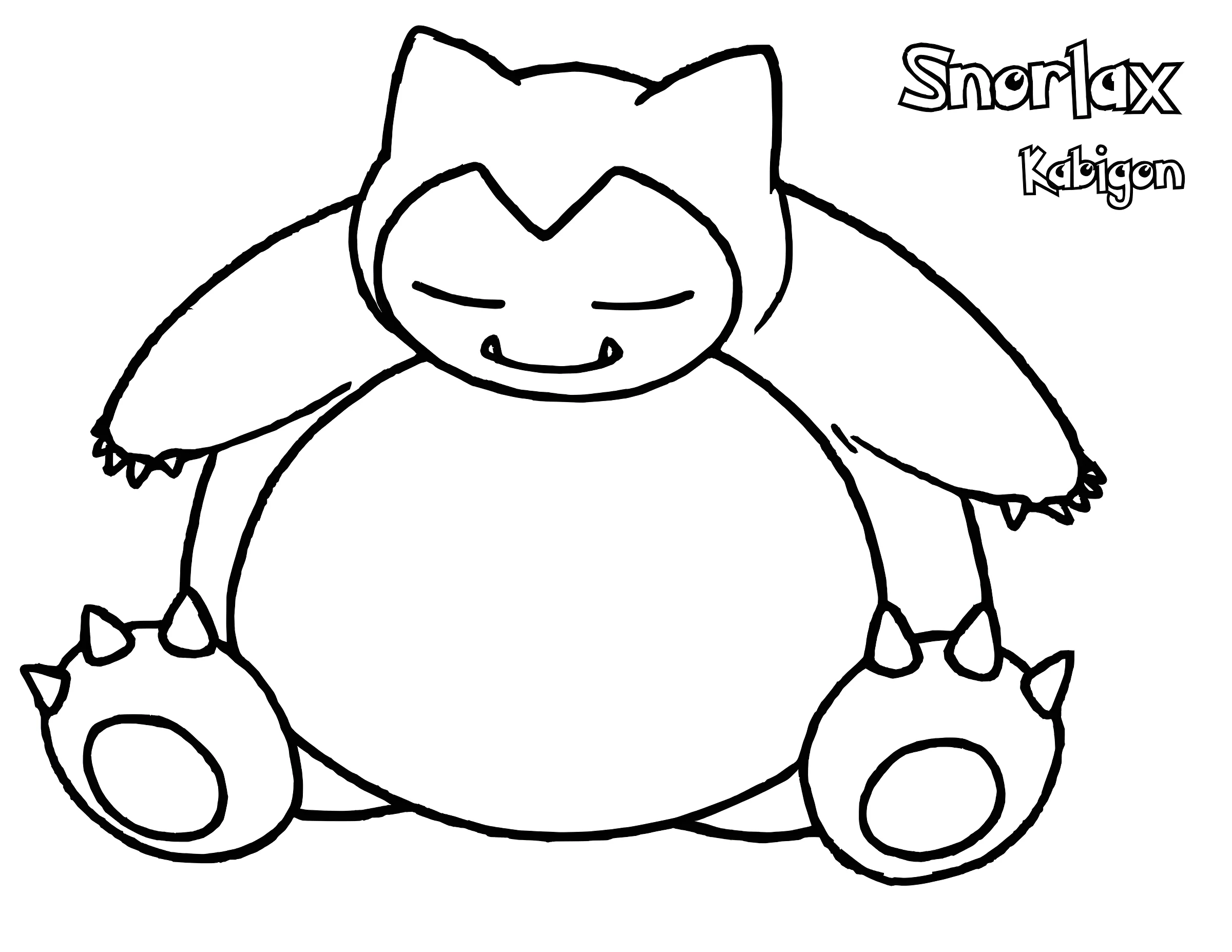 Раскраска с изображением покемона Снорлакса (Snorlax / Кабигон №11156. Раскраски из мультиков. Покемон.