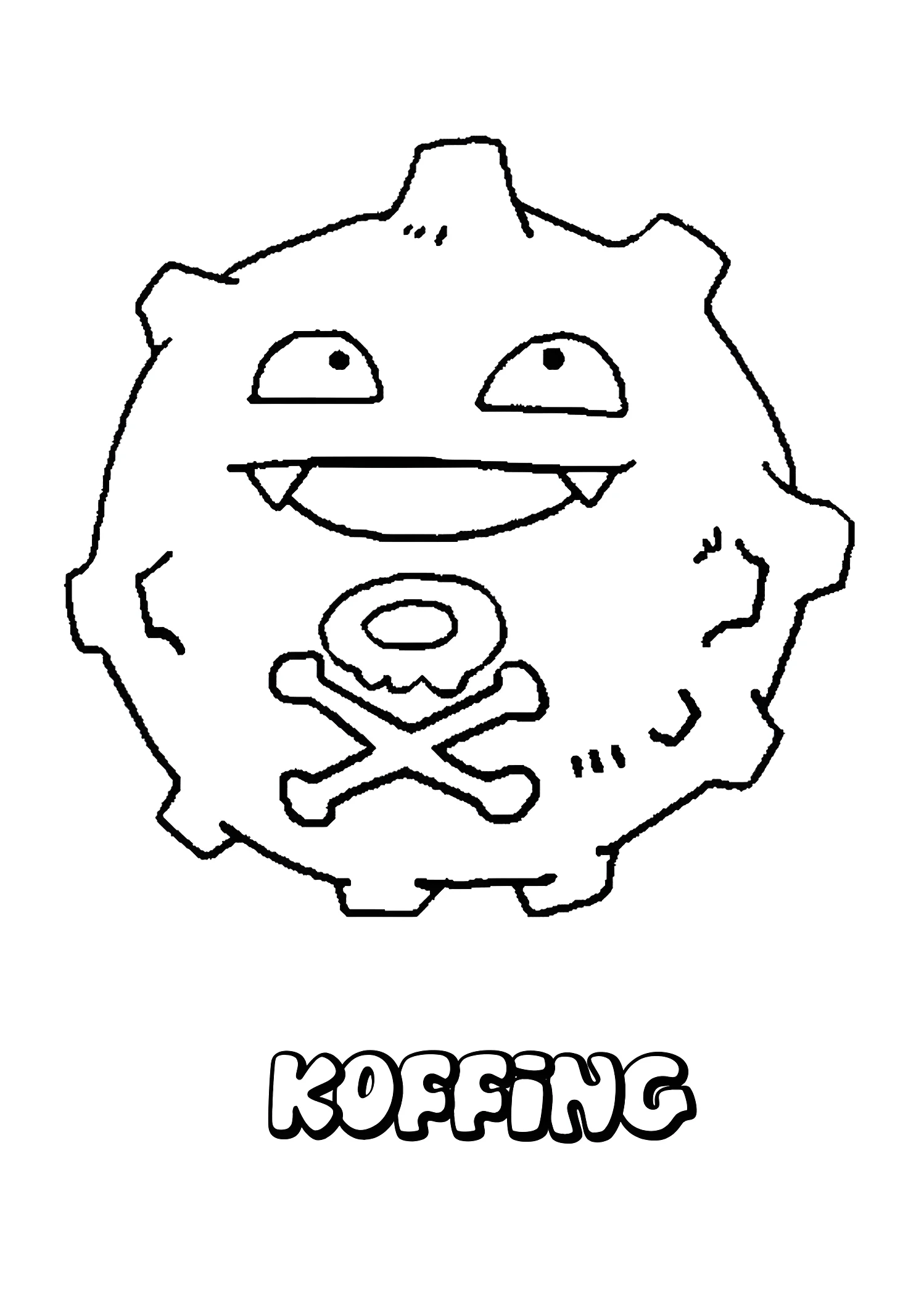 Раскраска с контурным рисунком покемона Коффинга (Koffing) из первого поколения №11161. Раскраски из мультиков. Покемон.