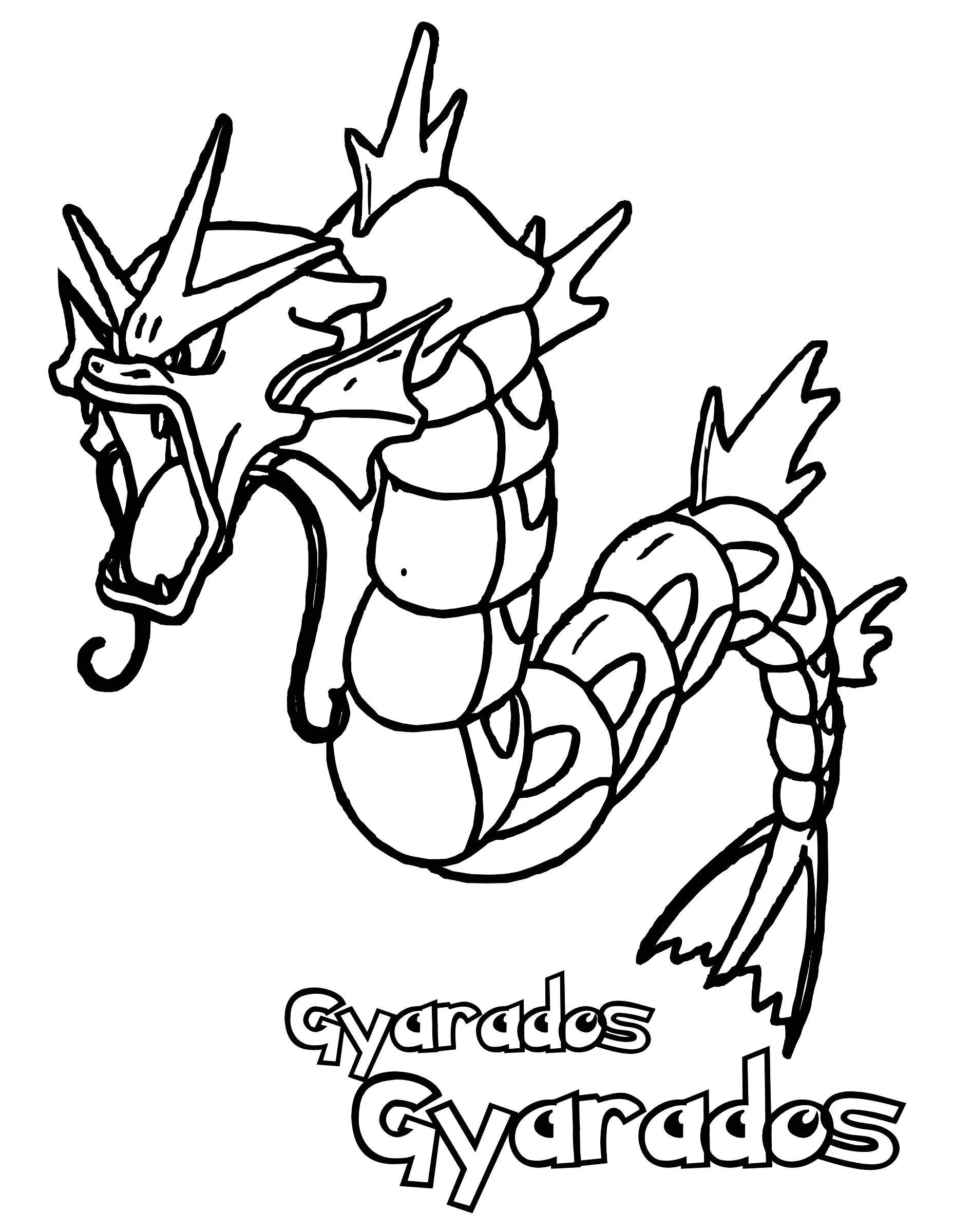Раскраска с покемоном Гярадосом (Gyarados №11162. Раскраски из мультиков. Покемон.