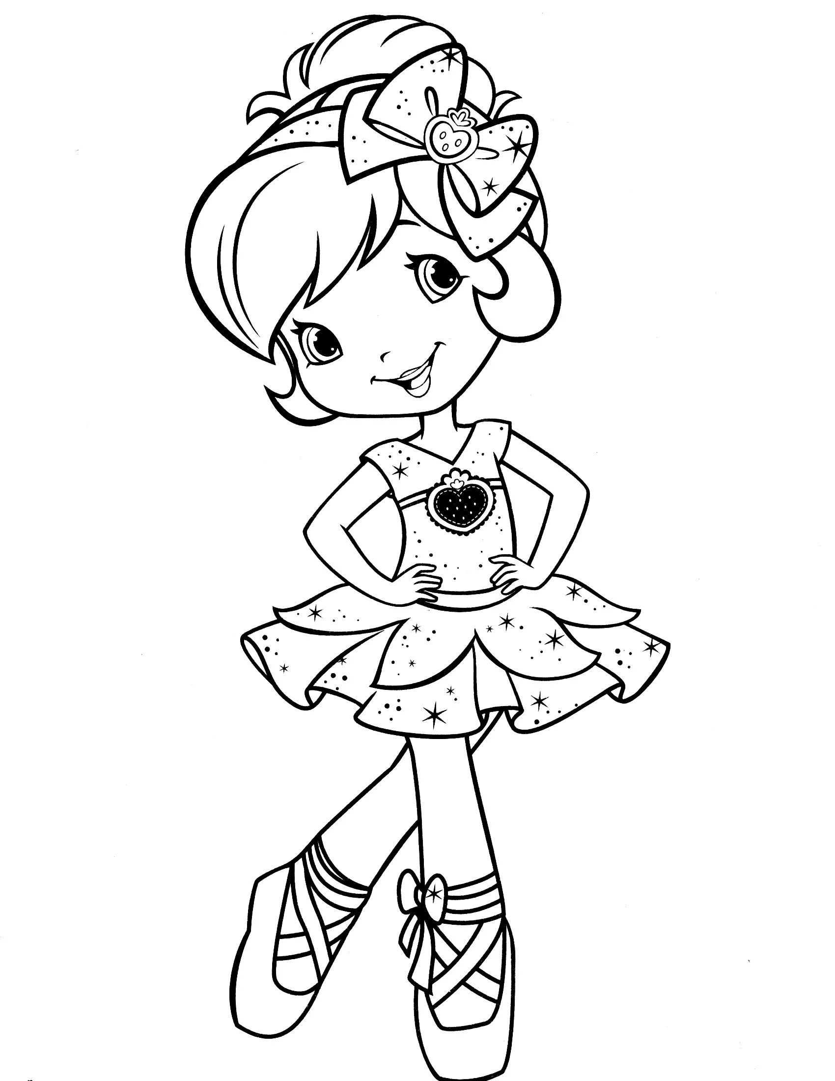 Шарлотта Земляничка (в оригинале — Strawberry Shortcake) танцует в балетной пачке №12045. Раскраски из мультиков. Шарлотта земляничка.