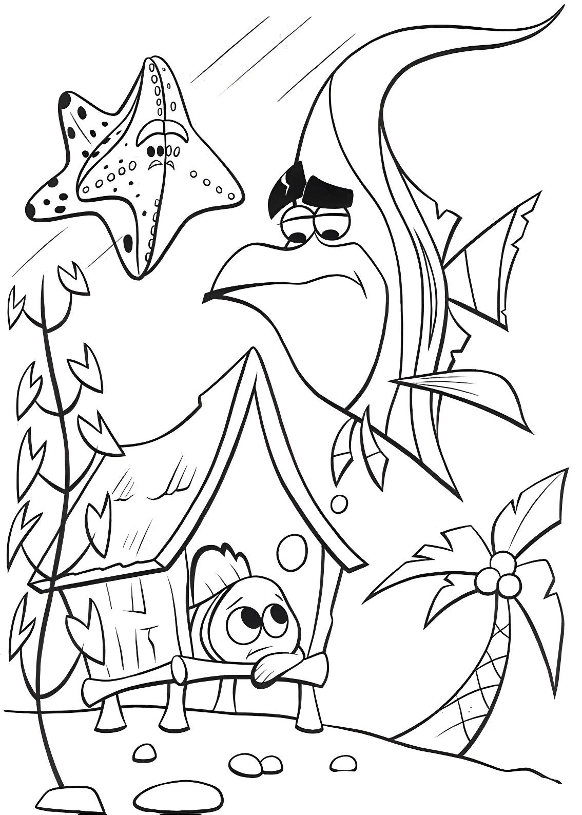 В поисках Немо: Жабр и малютка-рыбка №13781. Раскраски из мультиков. В поисках Немо.