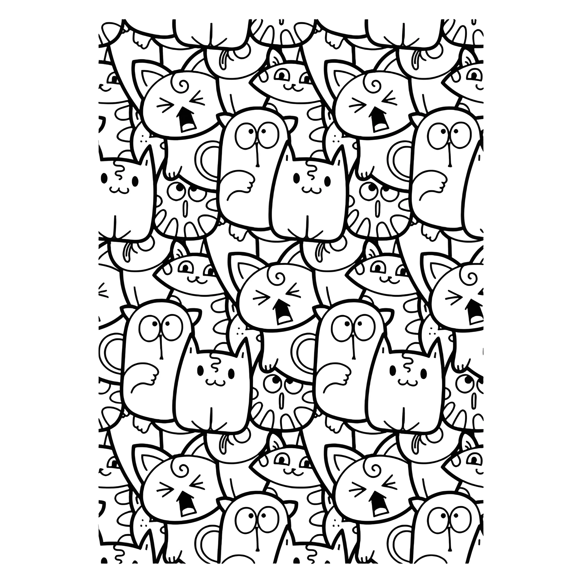Кошачий дудл №14961. Раскраски из мультиков. Аниме.
