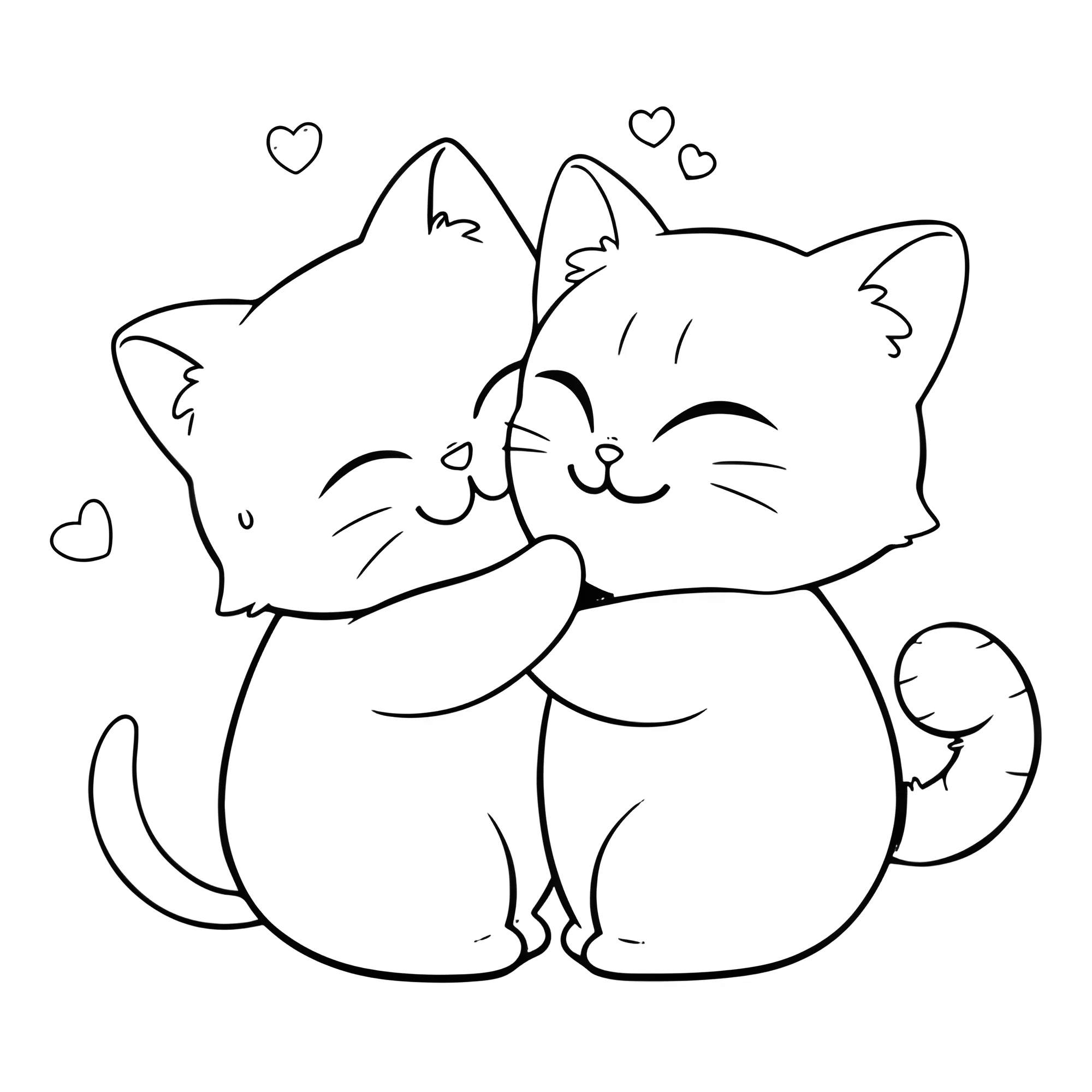 Котята обнимаются №14892. Раскраски из мультиков. Аниме.