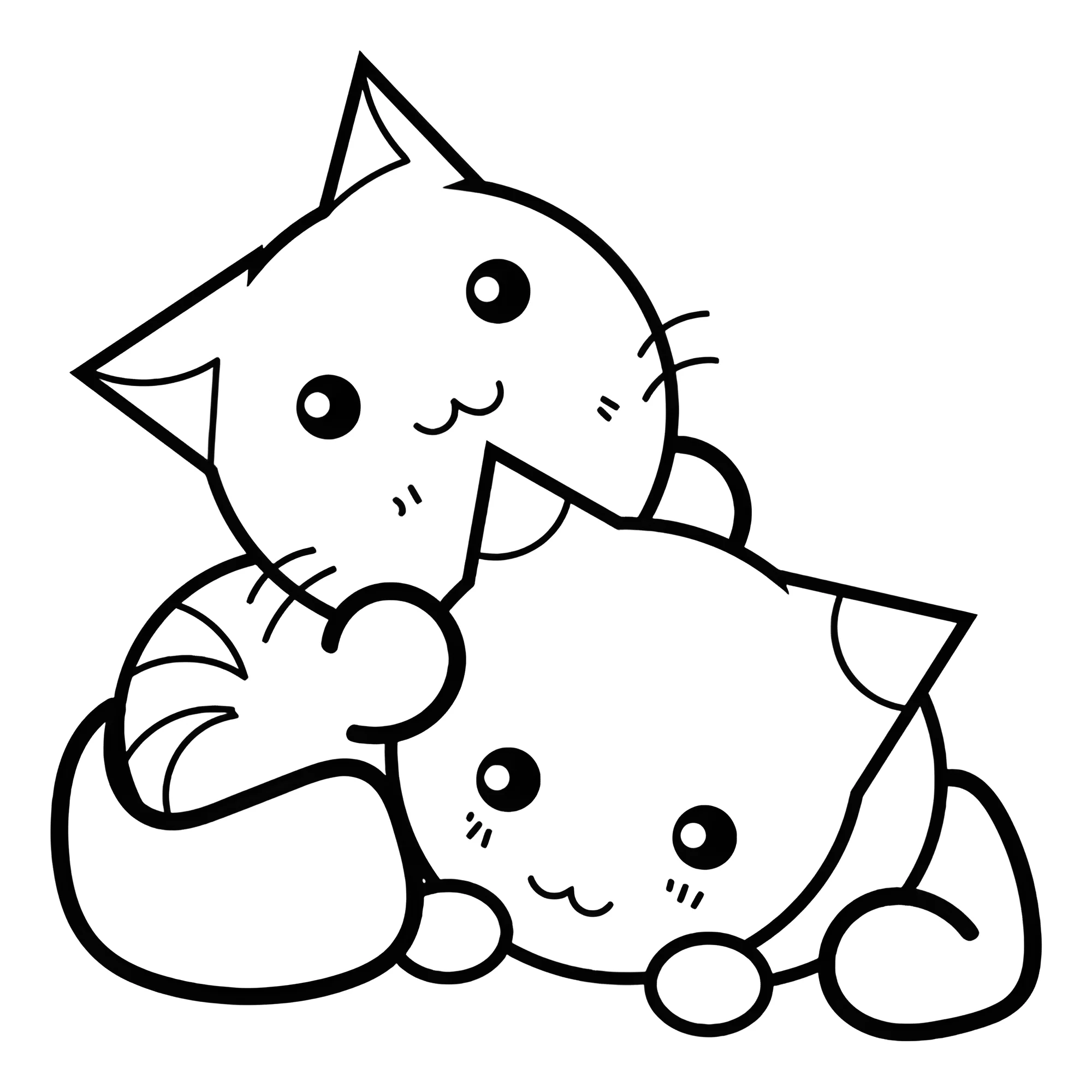Милые аниме котята №15077. Раскраски из мультиков. Аниме.