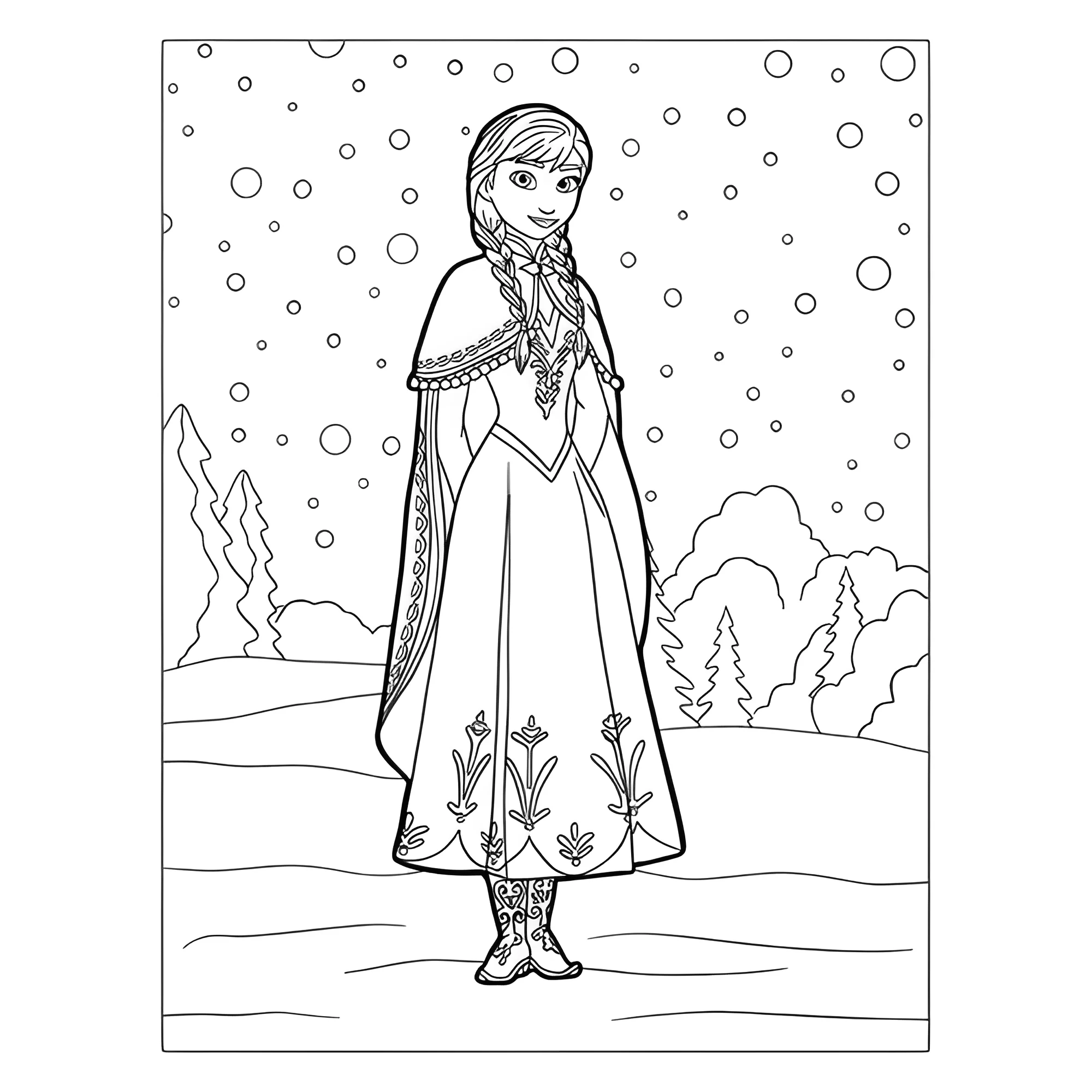 Принцесса Анна и снег №14652. Раскраски из мультиков. Холодное сердце.