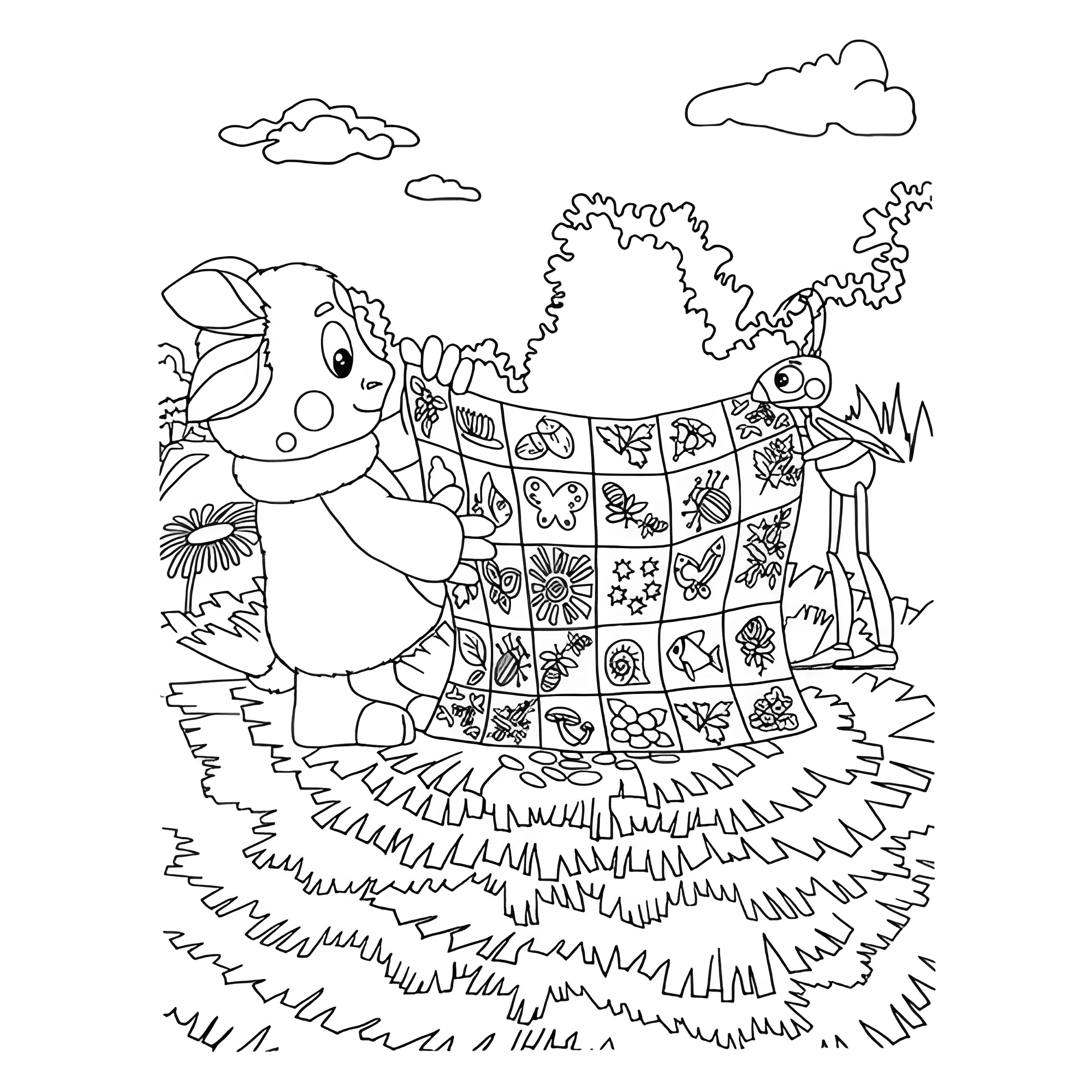 Лунтик и Кузя №15324. Раскраски из мультиков. Лунтик.