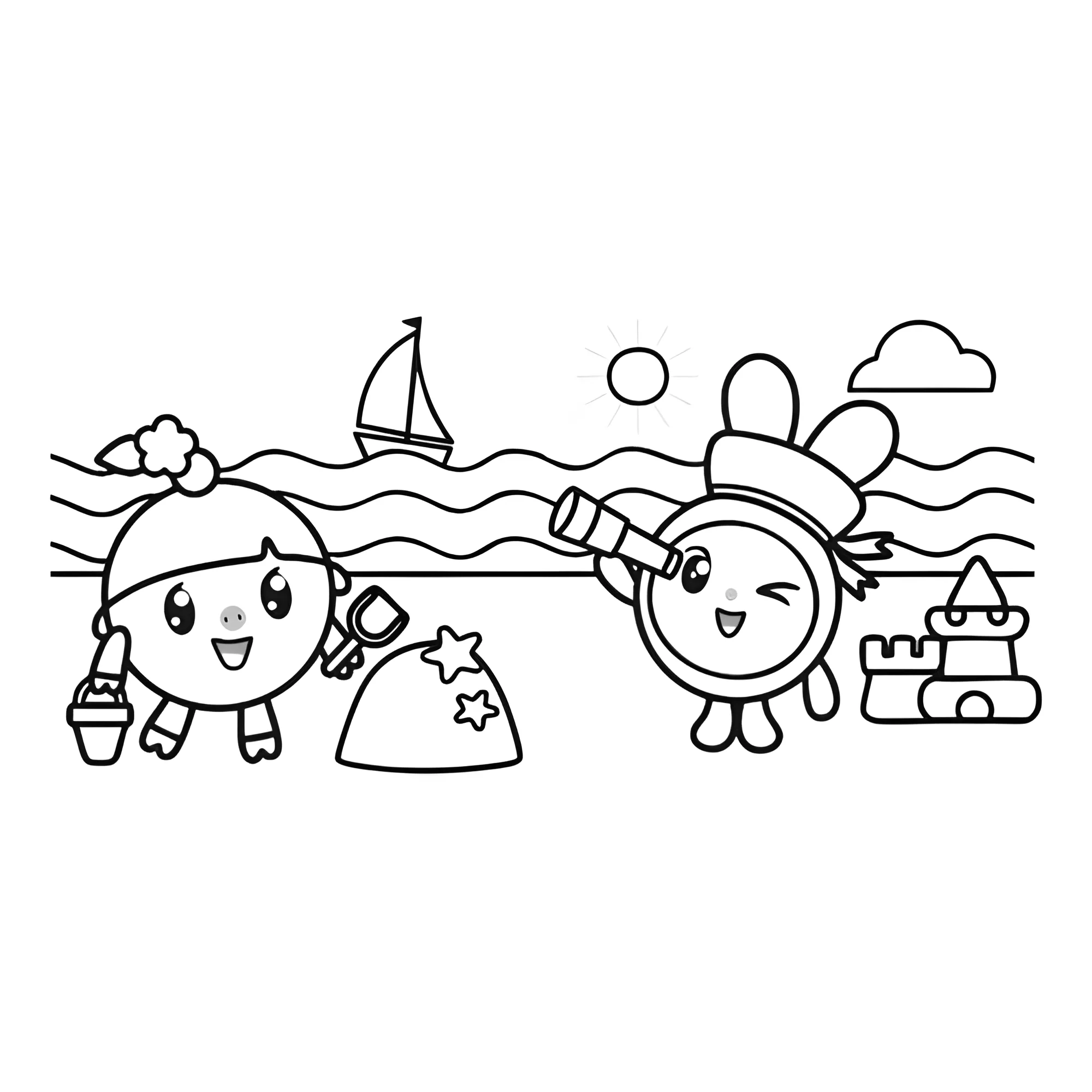 Малышарики на пляже №15688. Раскраски из мультиков. Малышарики.