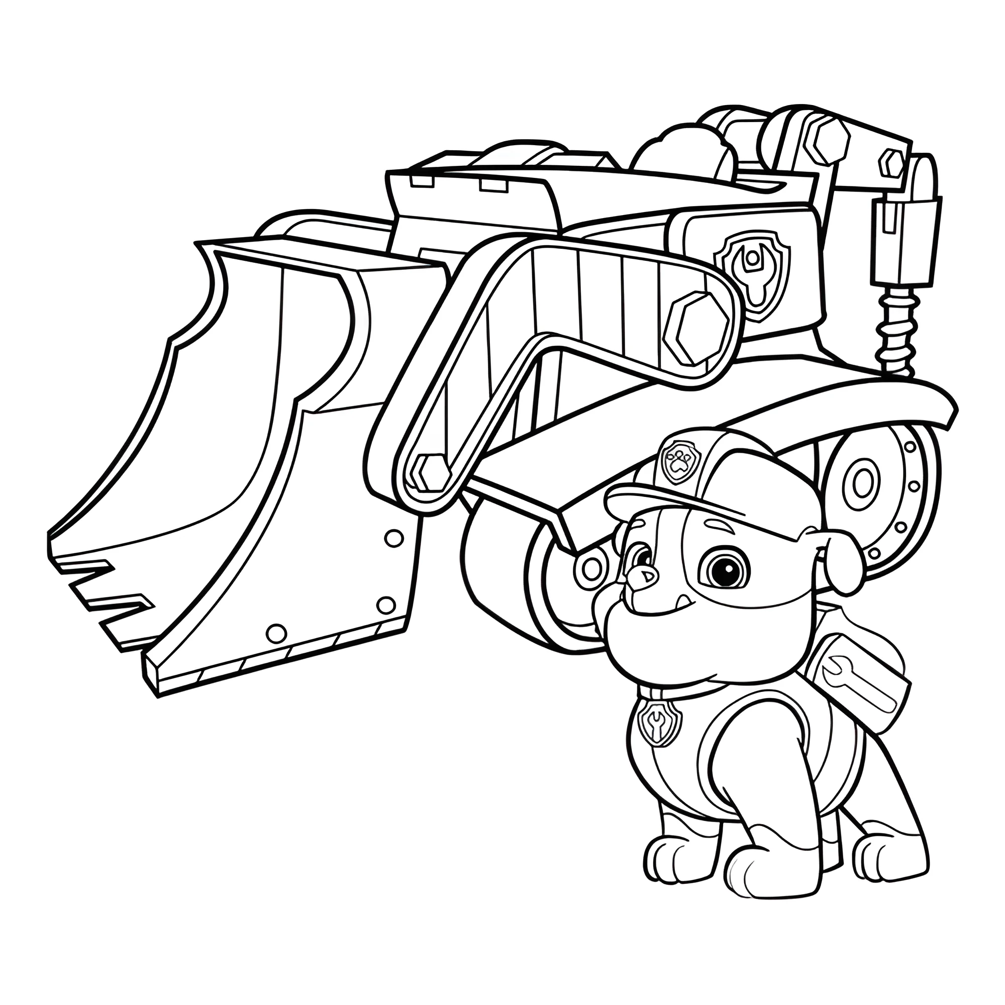 Крепыш и бульдозер №14235. Раскраски из мультиков. Щенячий патруль.