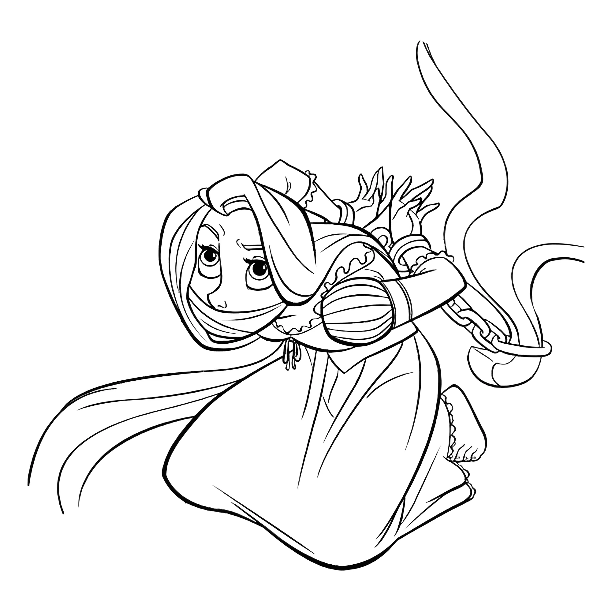 Связанная Рапунцель №16458. Раскраски из мультиков. Рапунцель.