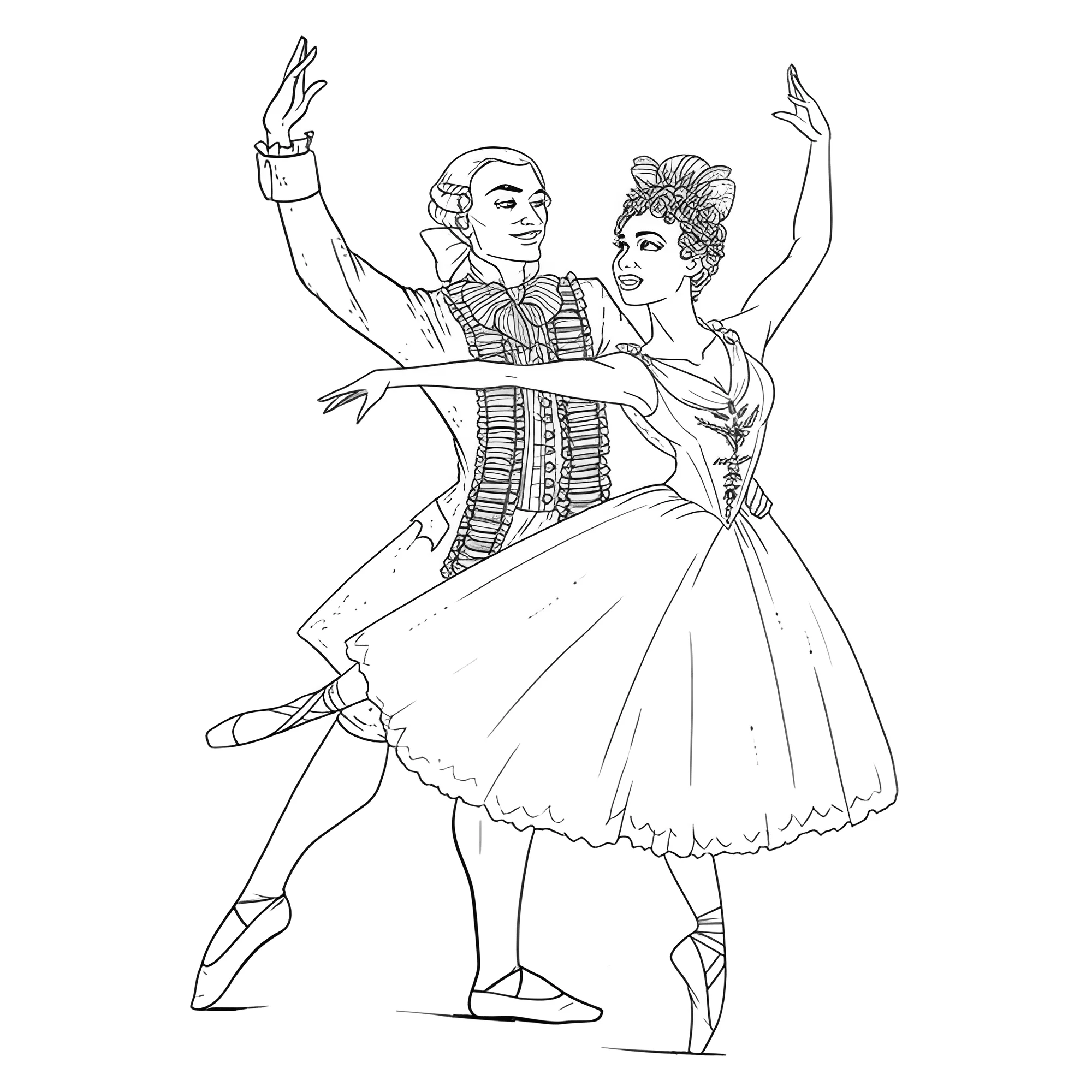 Танцовщики балета №17456. Раскраски из мультиков. Щелкунчик.