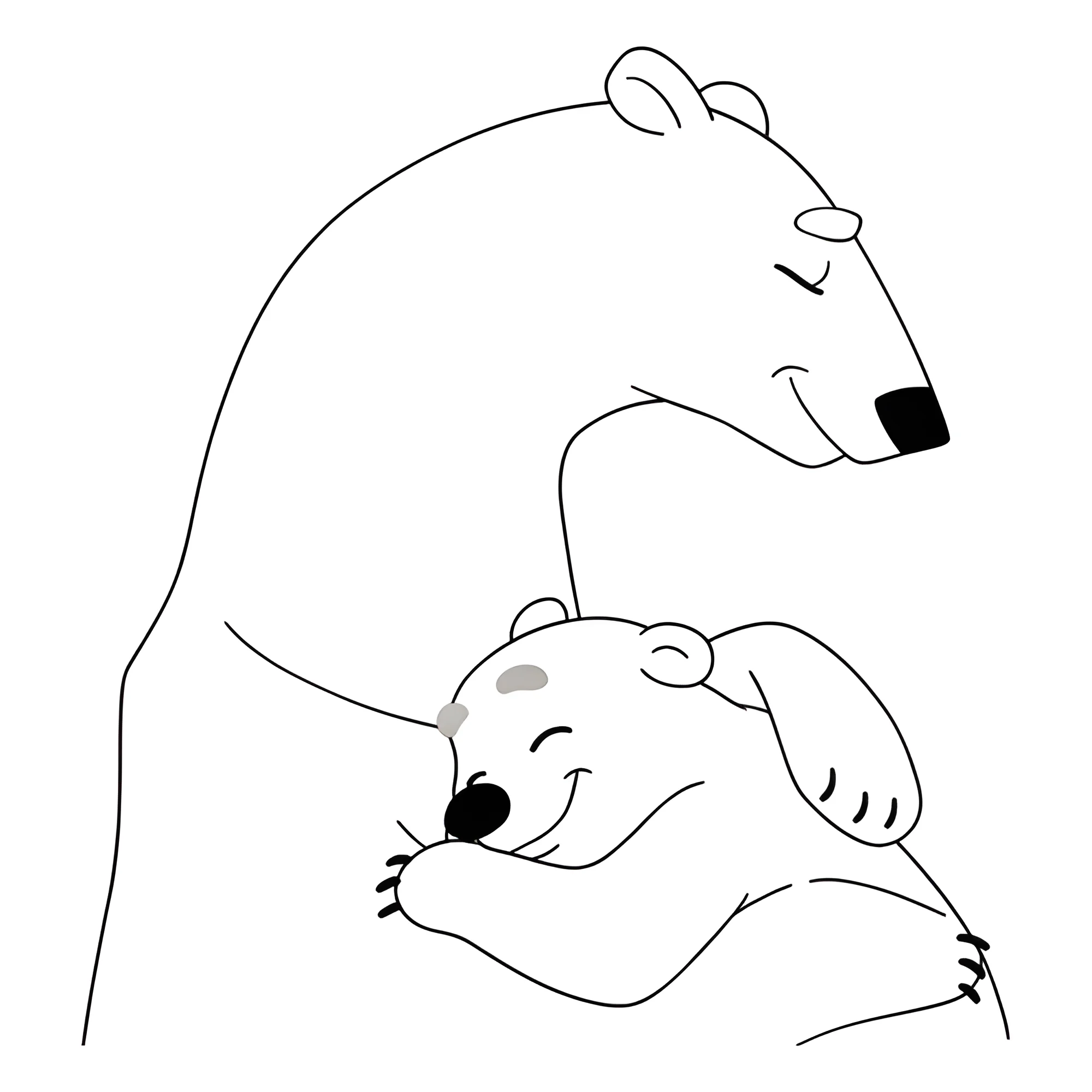 Умка обнимает маму №16999. Раскраски из мультиков. Умка.