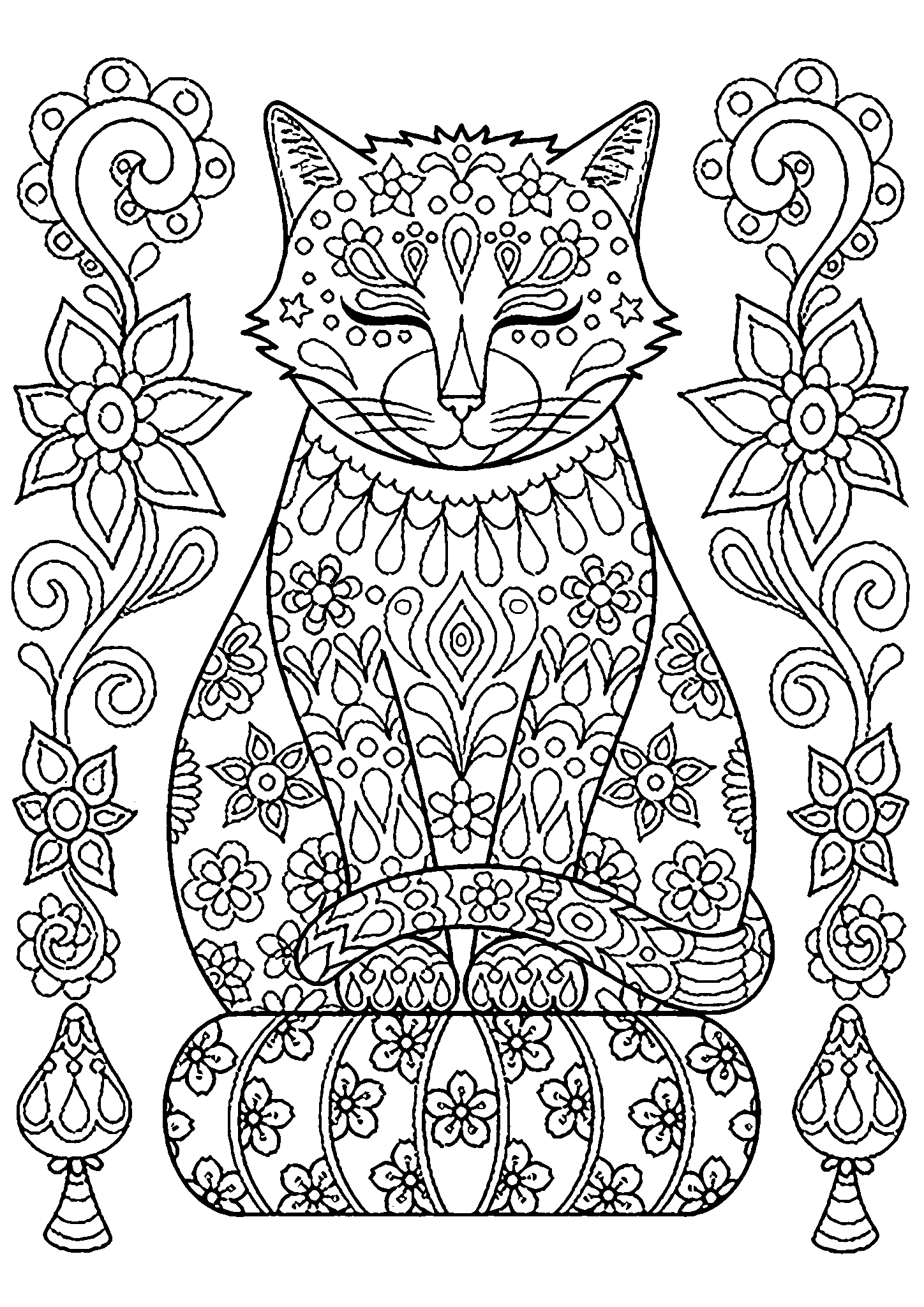 Кот мандала №2809. Популярные раскраски. Коты, кошки, котята.