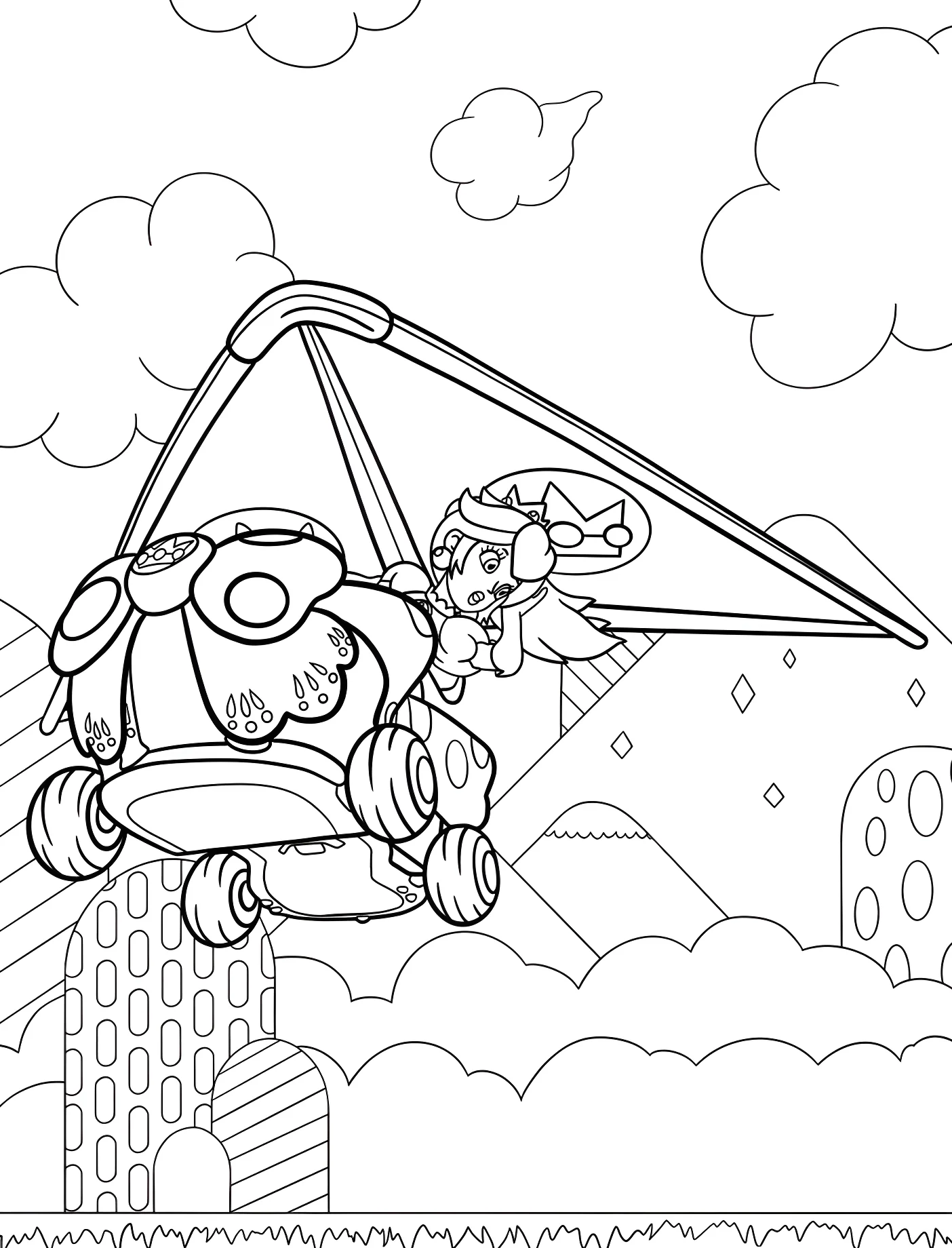 Веселый персонаж летит на воздушном шаре №11315. Принцессы. Принцесса Пич (Super Mario).