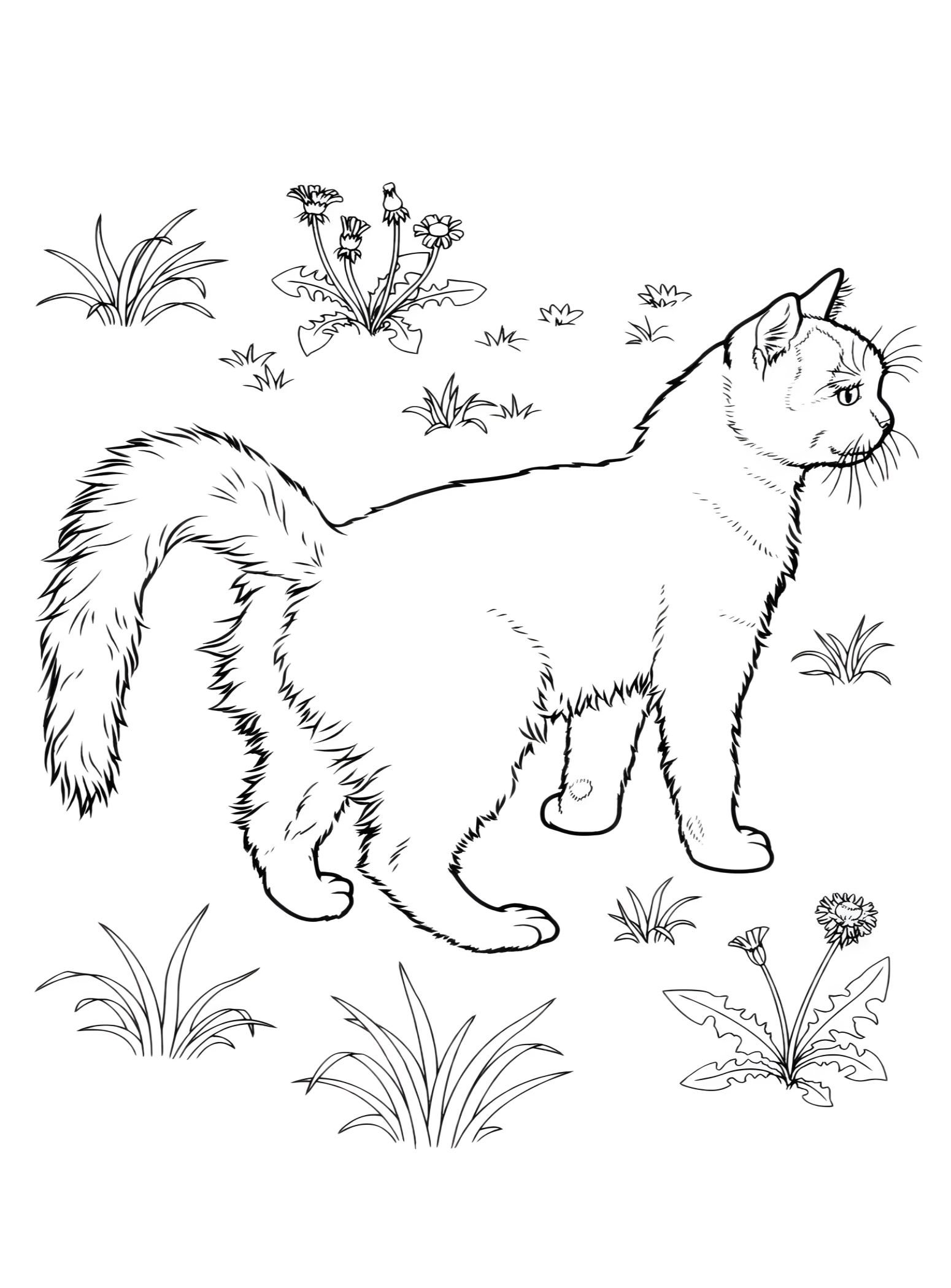 Кошка на прогулке №2894. Раскраски для девочек по категориям. Котики.