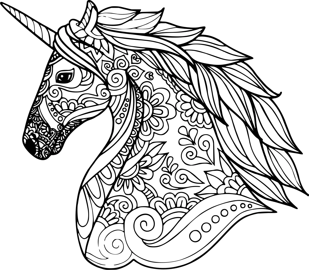 Раскраска «Единорог» 31. Бесплатно распечатать №4403. Раскраски для девочек по категориям. Сборник всех единорогов.