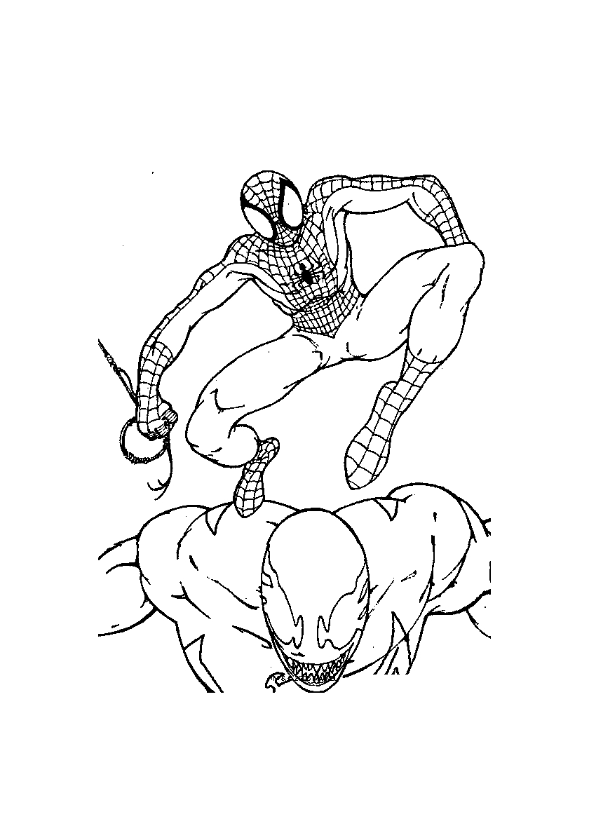 Битва с Веномом №466. Раскраски для мальчиков по категориям. Человек-паук.