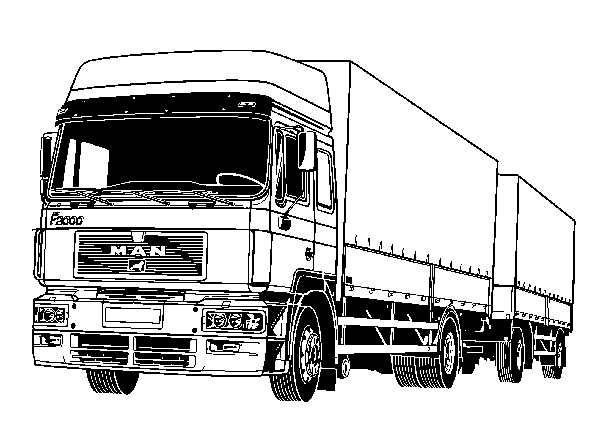 MAN F2000 №1703. Раскраски для мальчиков по категориям. Грузовики.