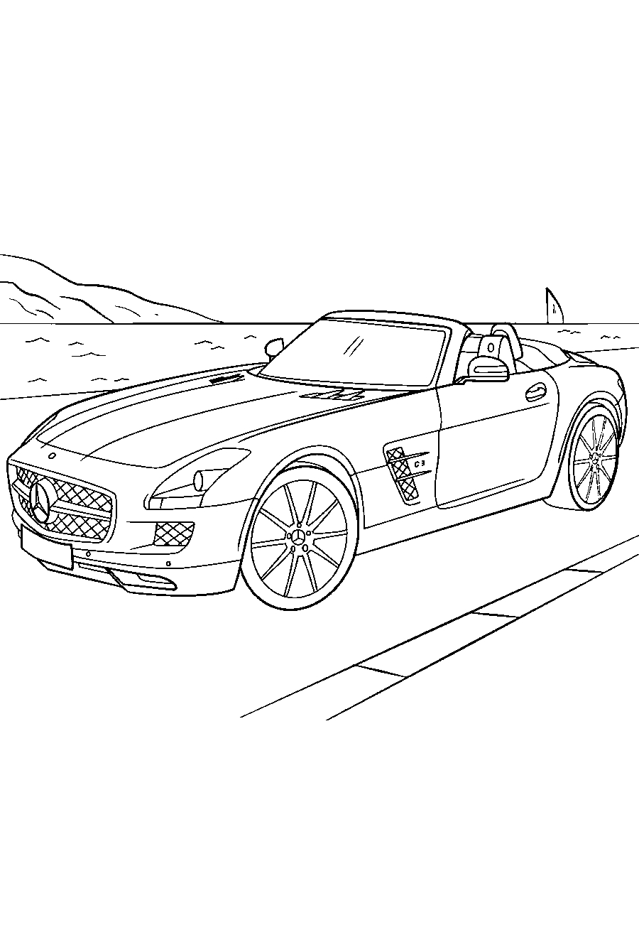 Mercedes-Benz SLS AMG №1361. Раскраски для мальчиков по категориям. Машины.