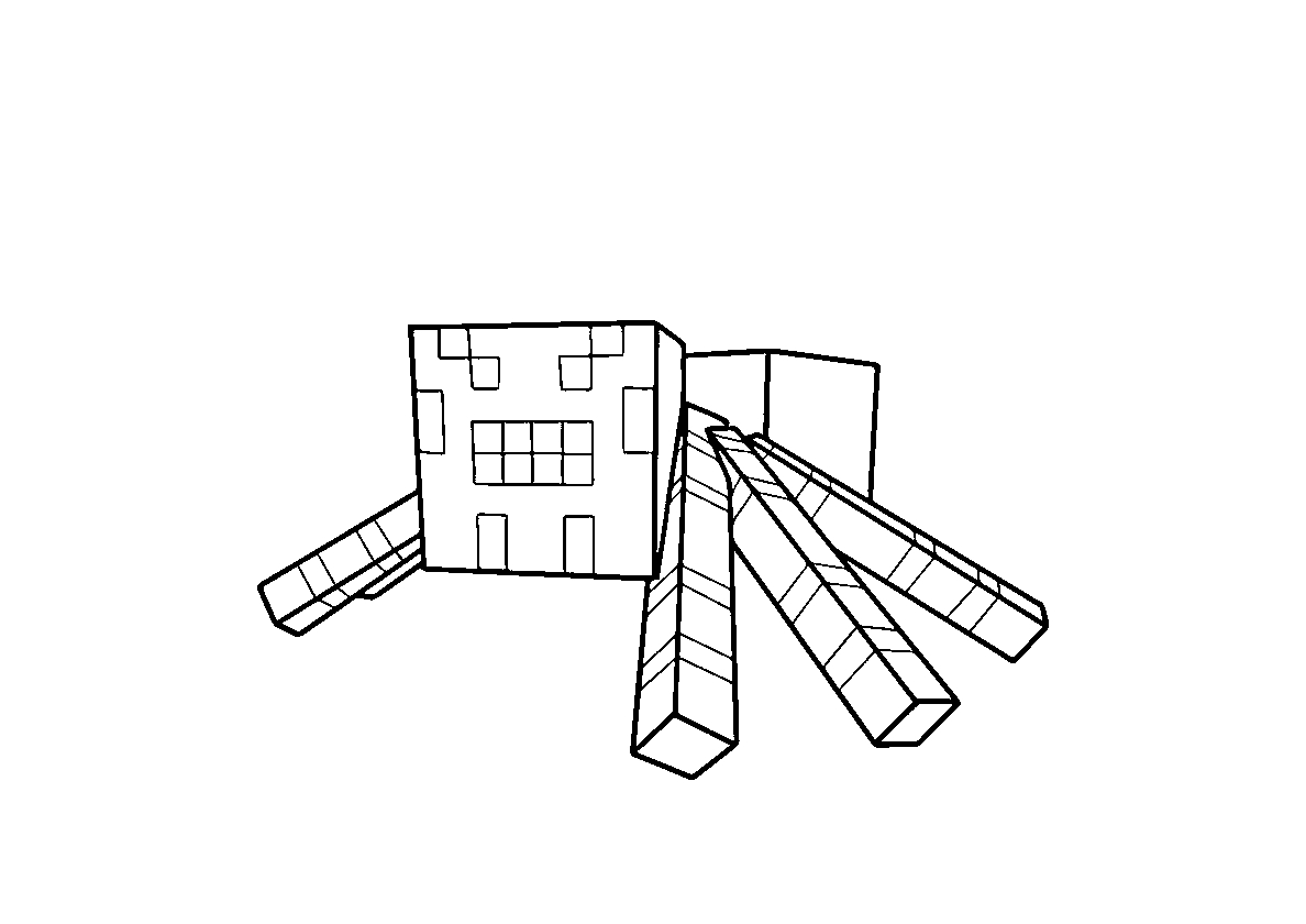 Злобный паук. Раскраска Майнкрафт (Minecraft №279. Раскраски для мальчиков по категориям. Minecraft.