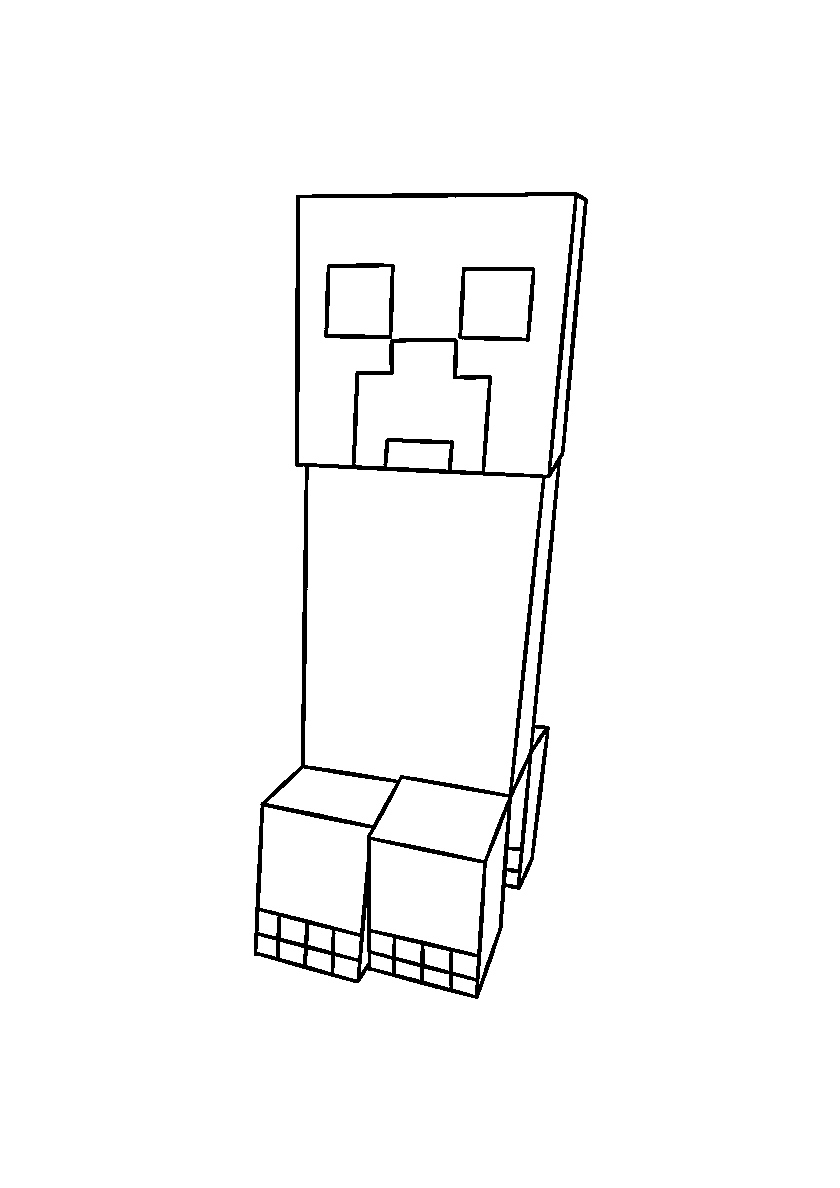 Рисунок Крипера №244. Раскраски для мальчиков по категориям. Minecraft.