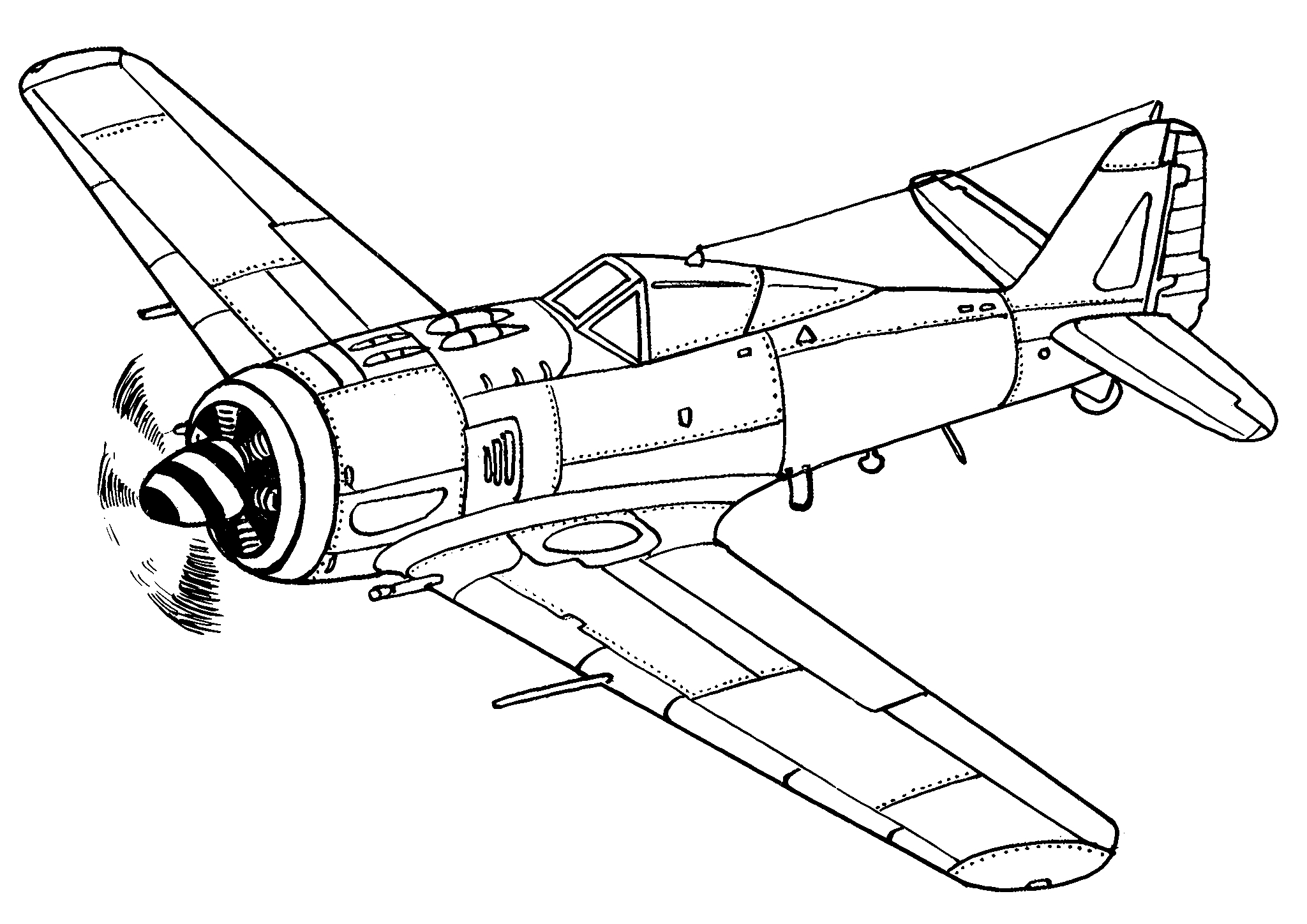 Истребитель Фокке-Вульф FW-190 №1617. Раскраски для мальчиков по категориям. Самолёты.