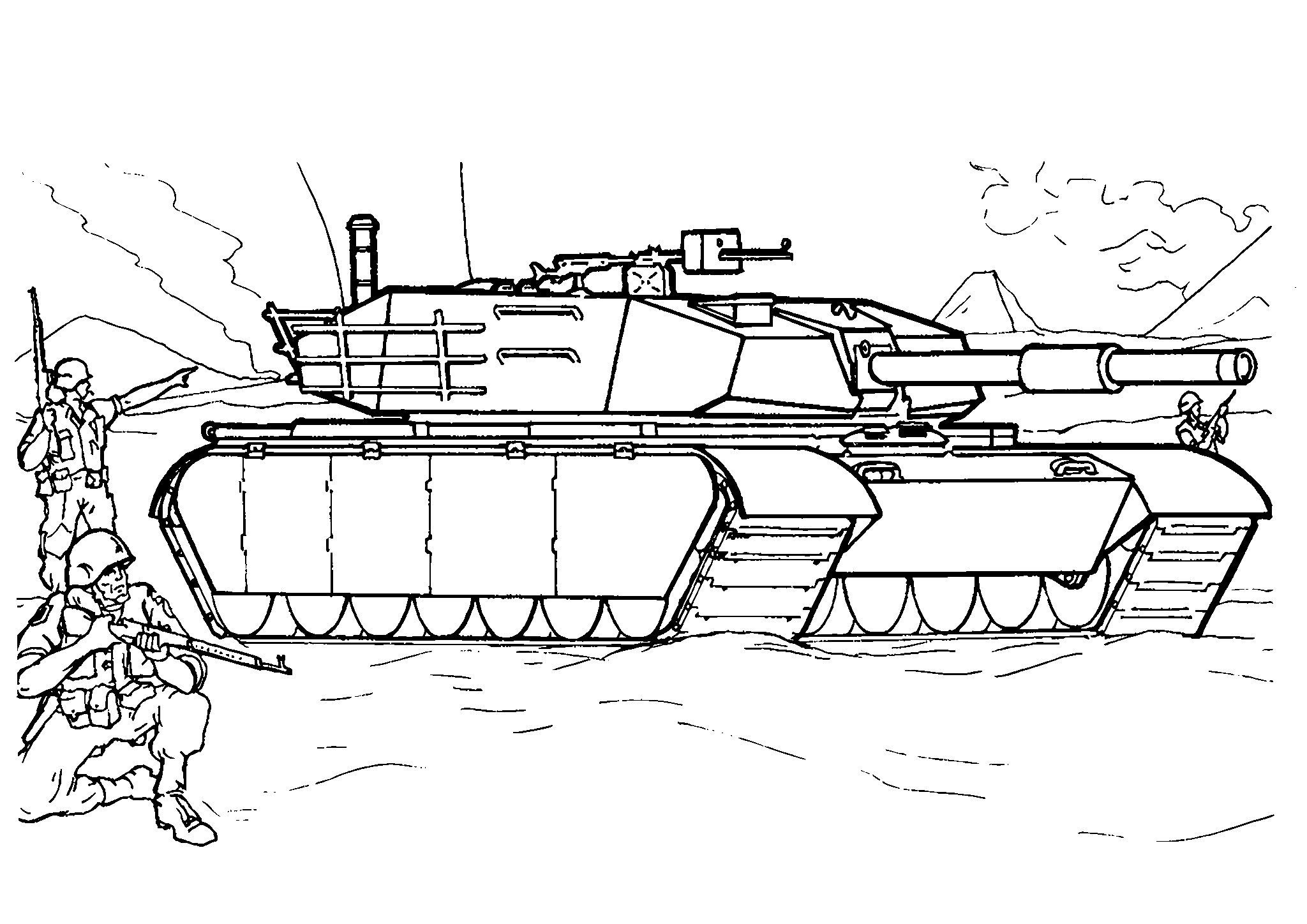 Американский танк М1А1 Abrams №1655. Раскраски для мальчиков по категориям. Танки.