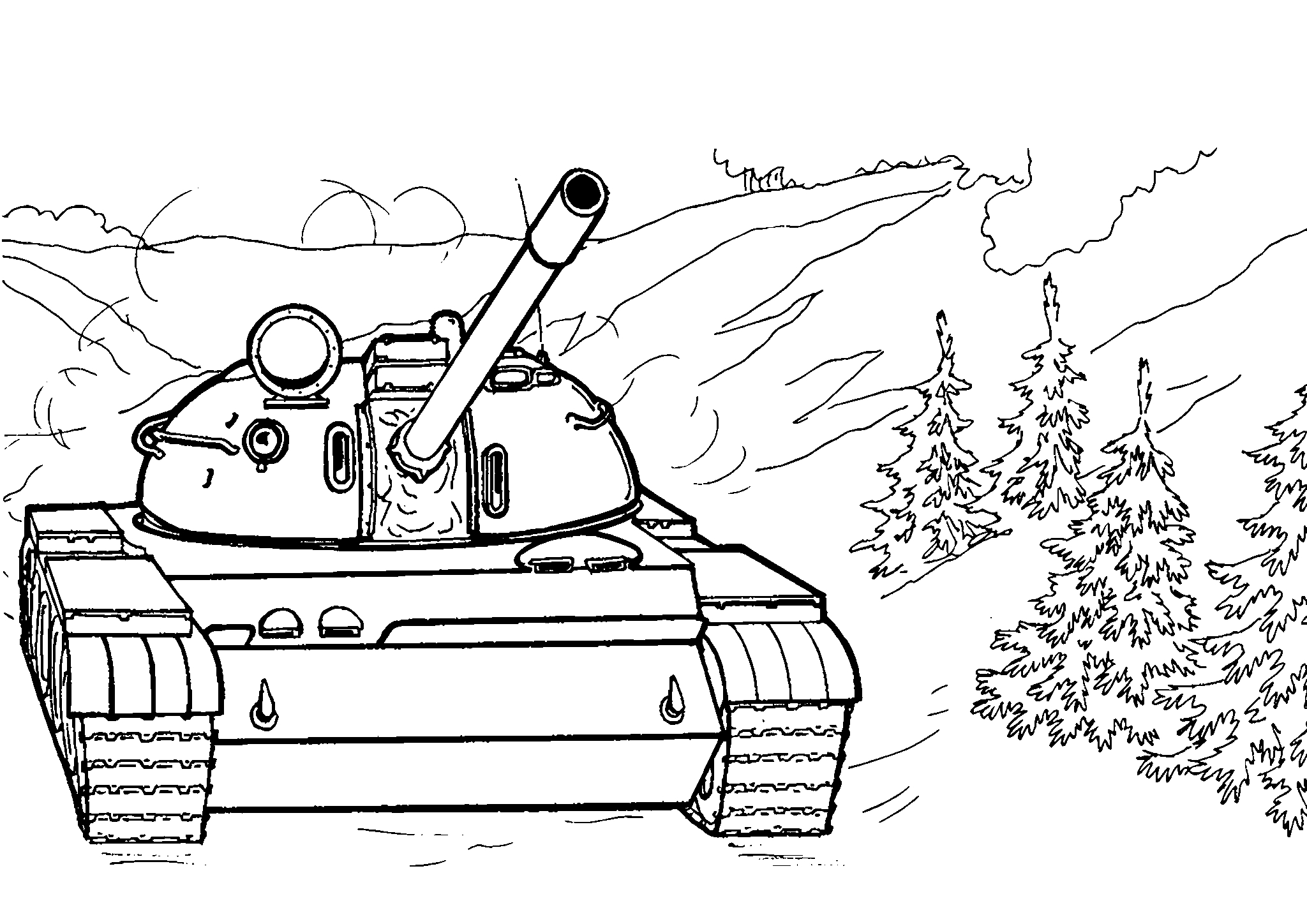 Т-55 (СССР №1675. Раскраски для мальчиков по категориям. Танки.