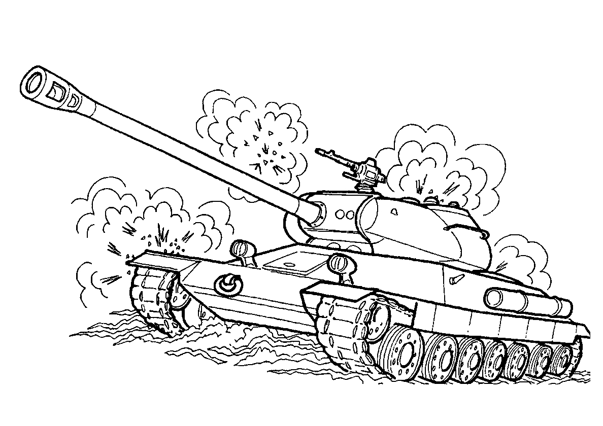 Советский танк ИС-6. Раскраска танк №382. Раскраски для мальчиков по категориям. Танки.