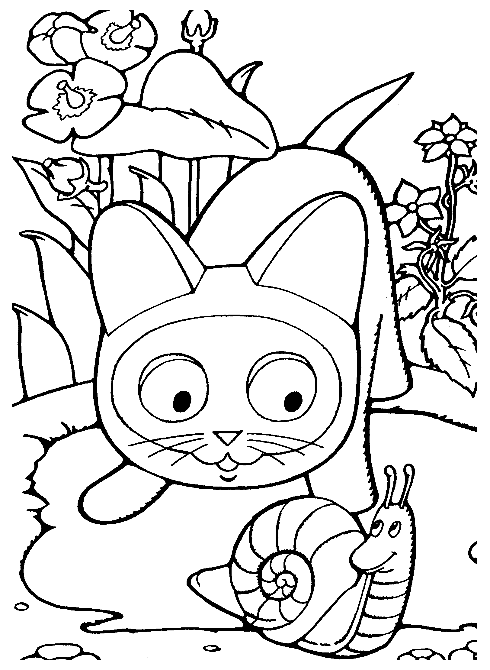 Котенок и улитка №5258. Популярные раскраски. Раскраски из мультиков.