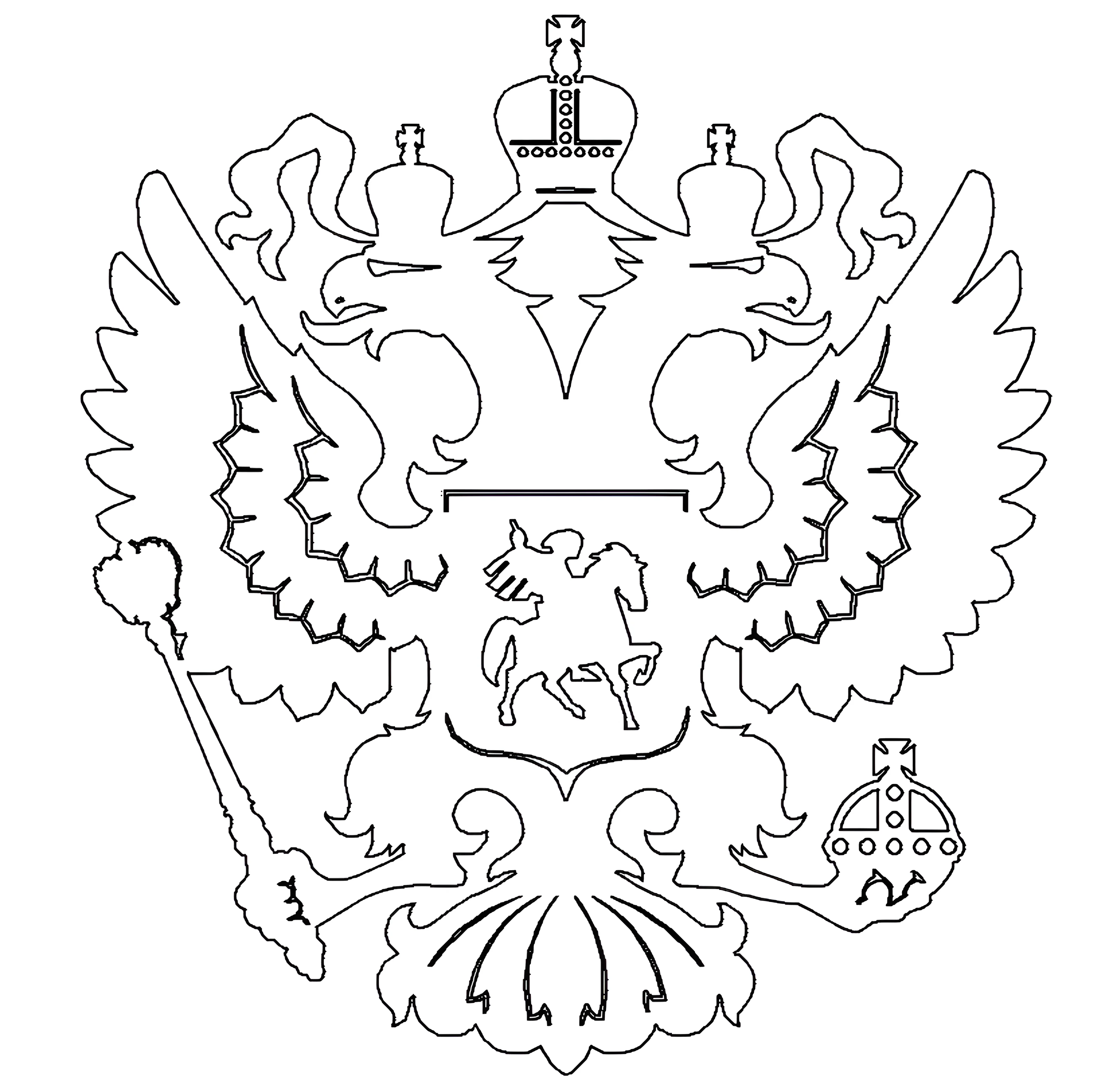 Герб России для детей №6062. Обучающие и развивающие раскраски для детского сада, для начальных классов. Герб и флаг россии.