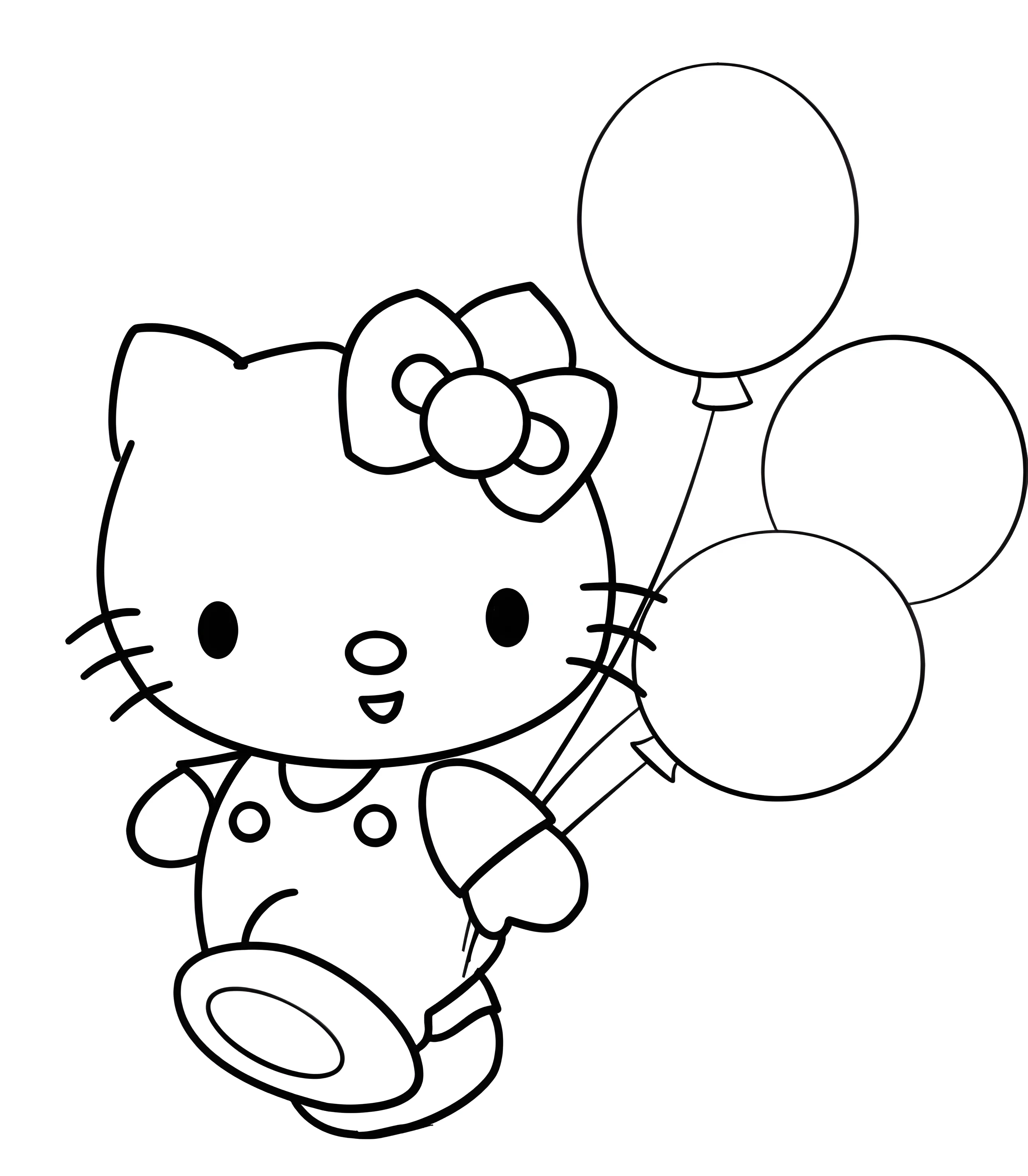 Hello Kitty с воздушными шариками для детей №6524. Обучающие и развивающие раскраски для детского сада, для начальных классов. Воздушные шарики.