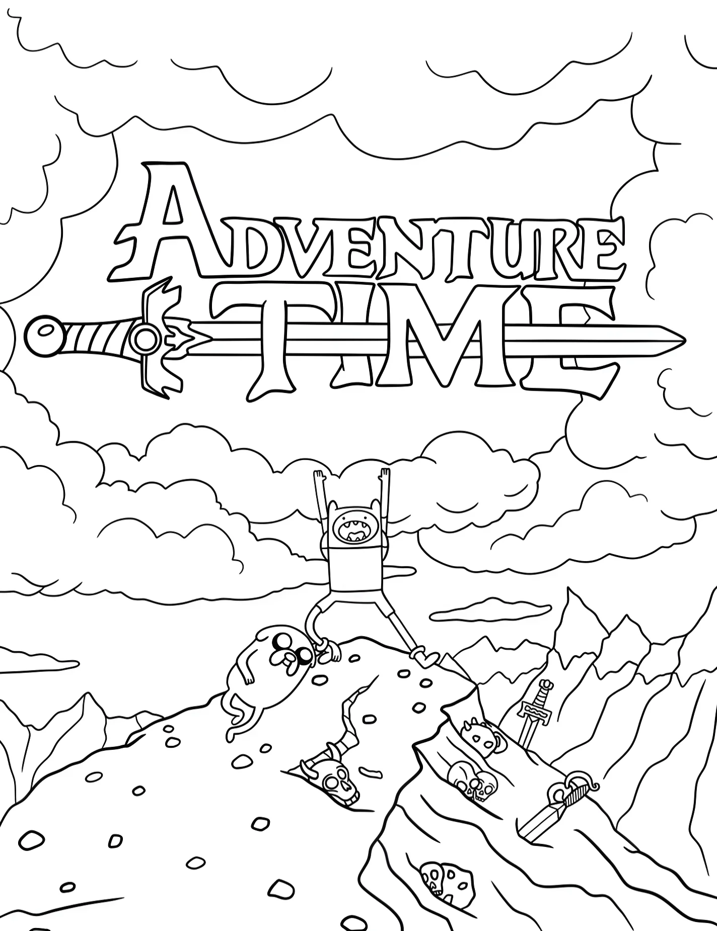 Финн и Джейк из мультфильма Adventure Time №8272. Раскраски из мультиков. Время приключений (Adventure Time).