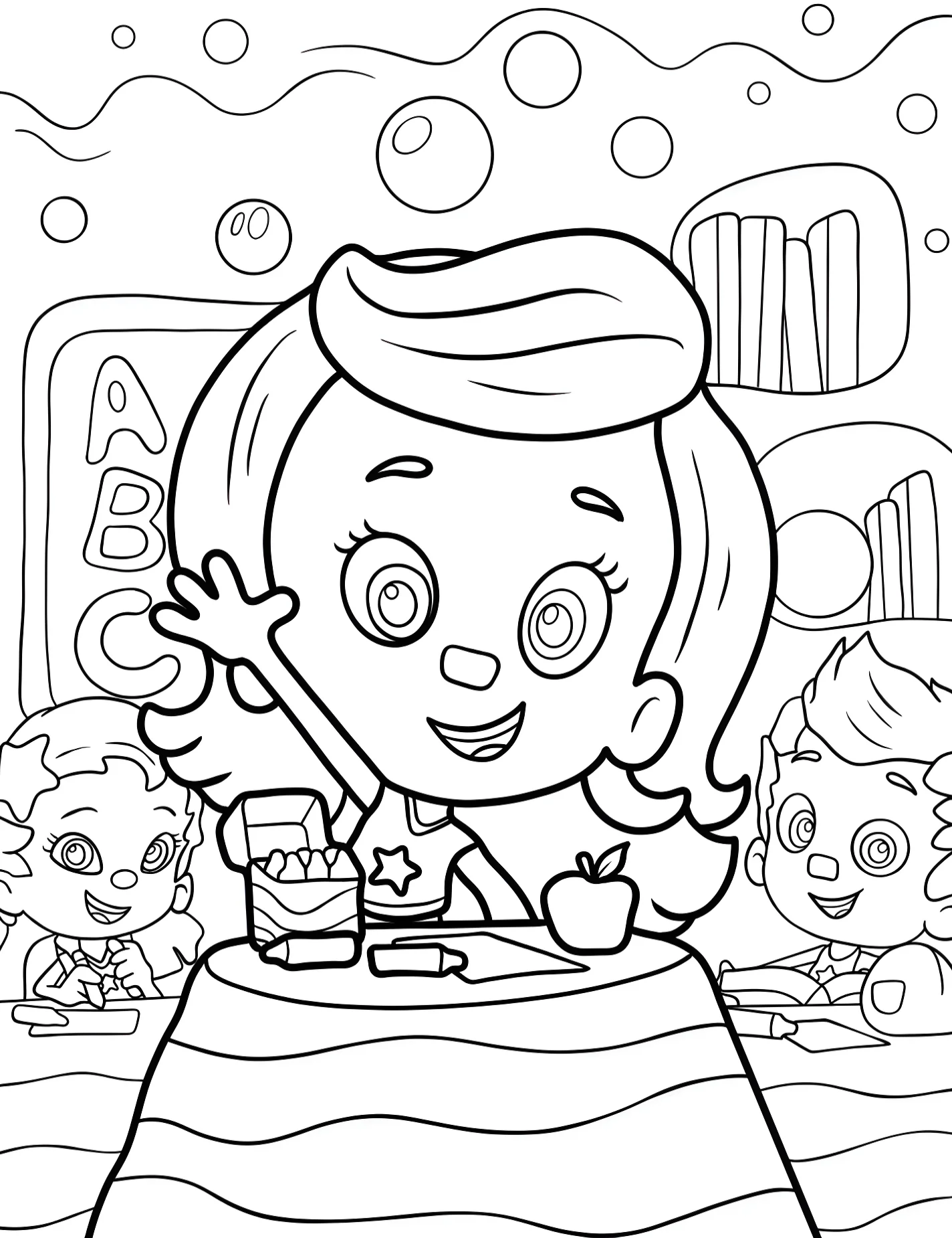 Веселая Молли из Bubble Guppies для детей №8570. Раскраски из мультиков. Гуппи и пузырики (Bubble Guppies).