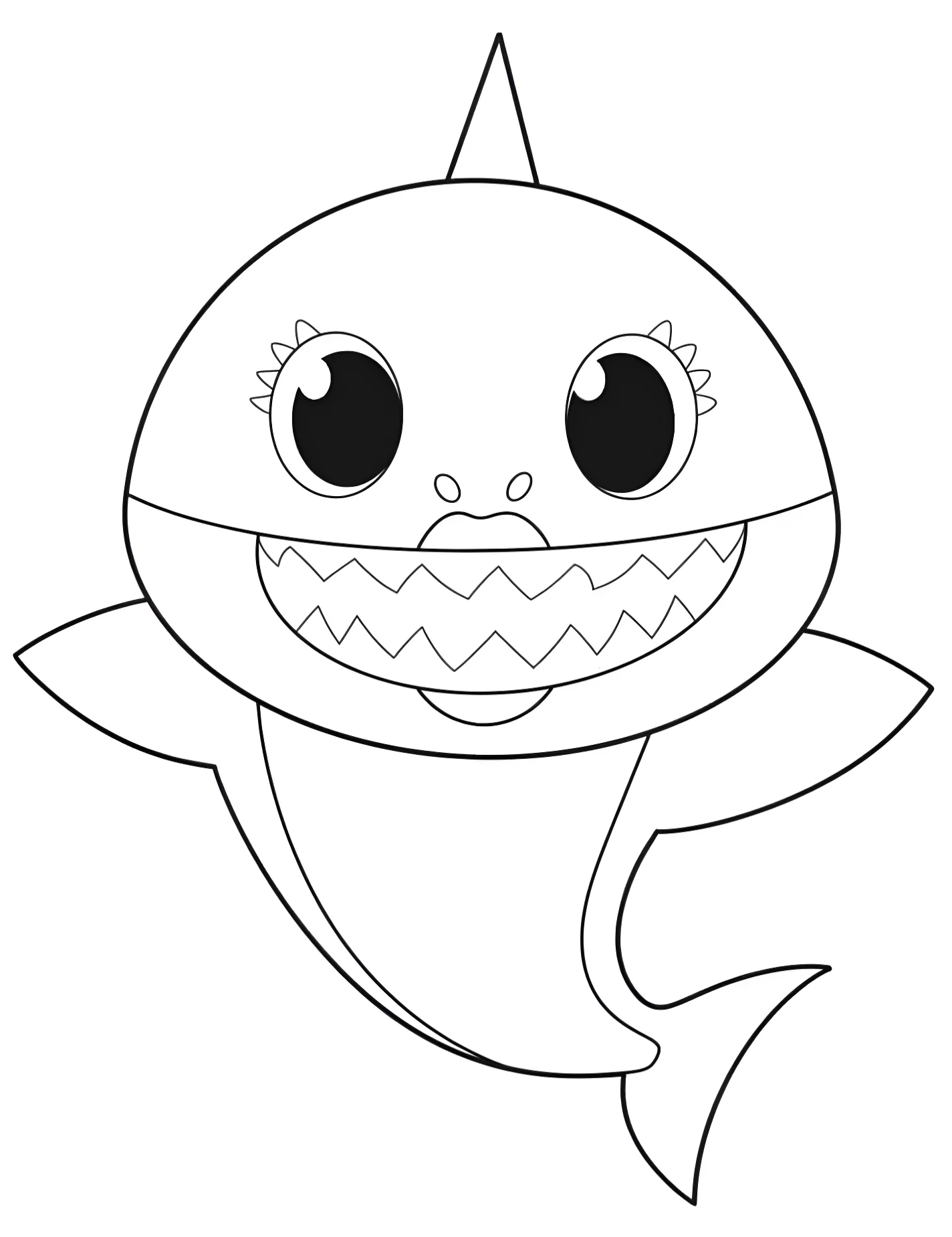 Милый акуленок для детей №8350. Раскраски из мультиков. Бэби Шарк (Baby Shark).