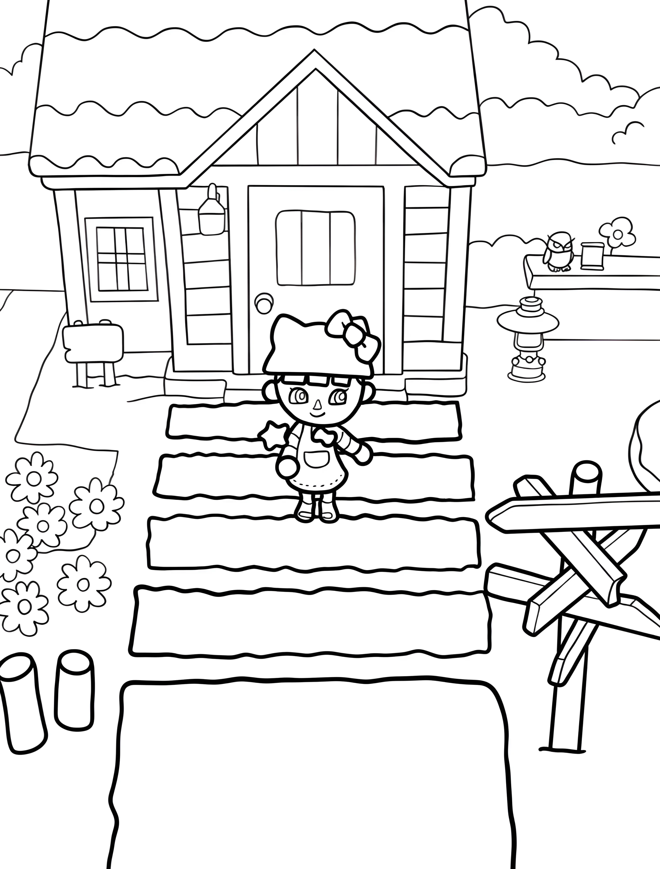 Деревня Animal Crossing для детей №6031. Раскраски из игр. Энимал Кроссинг (Animal Crossing).