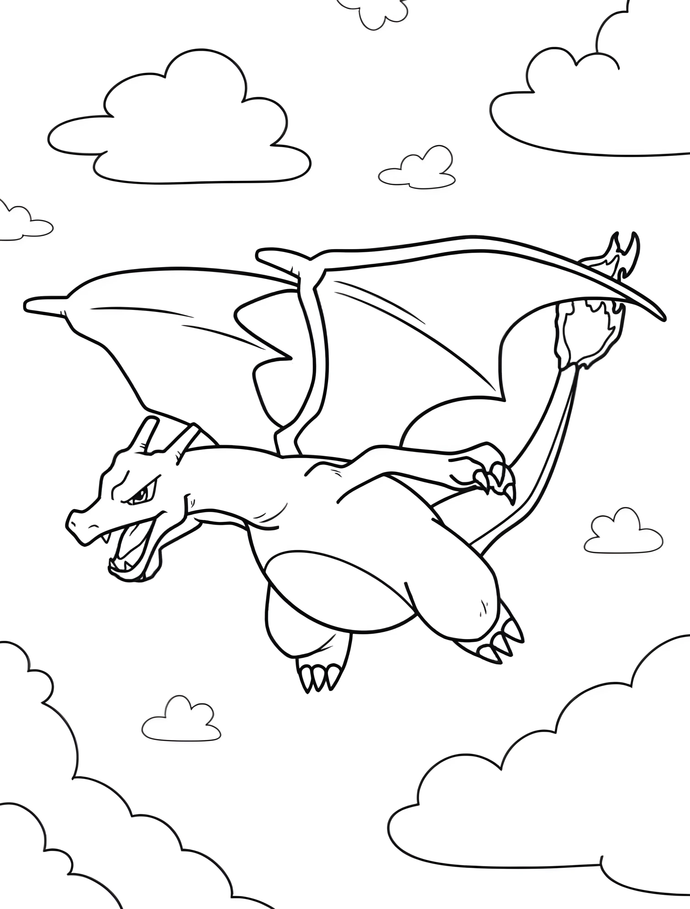 Дракон Чарizard для детей №7343. Раскраски из игр. Покемон (Pokemon).