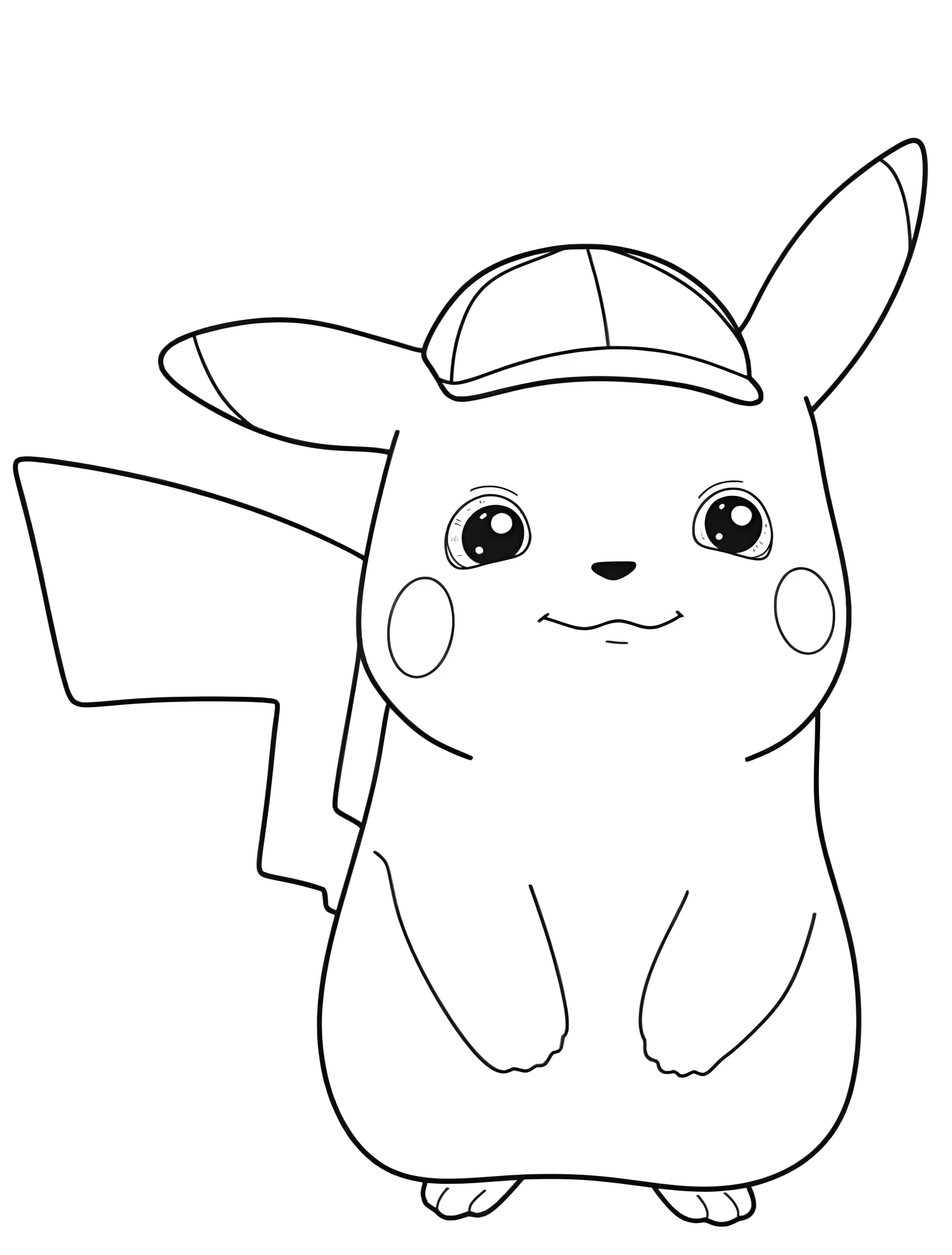Весёлый Пикачу в шляпе для детей №7217. Раскраски из игр. Пикачу (Pikachu).