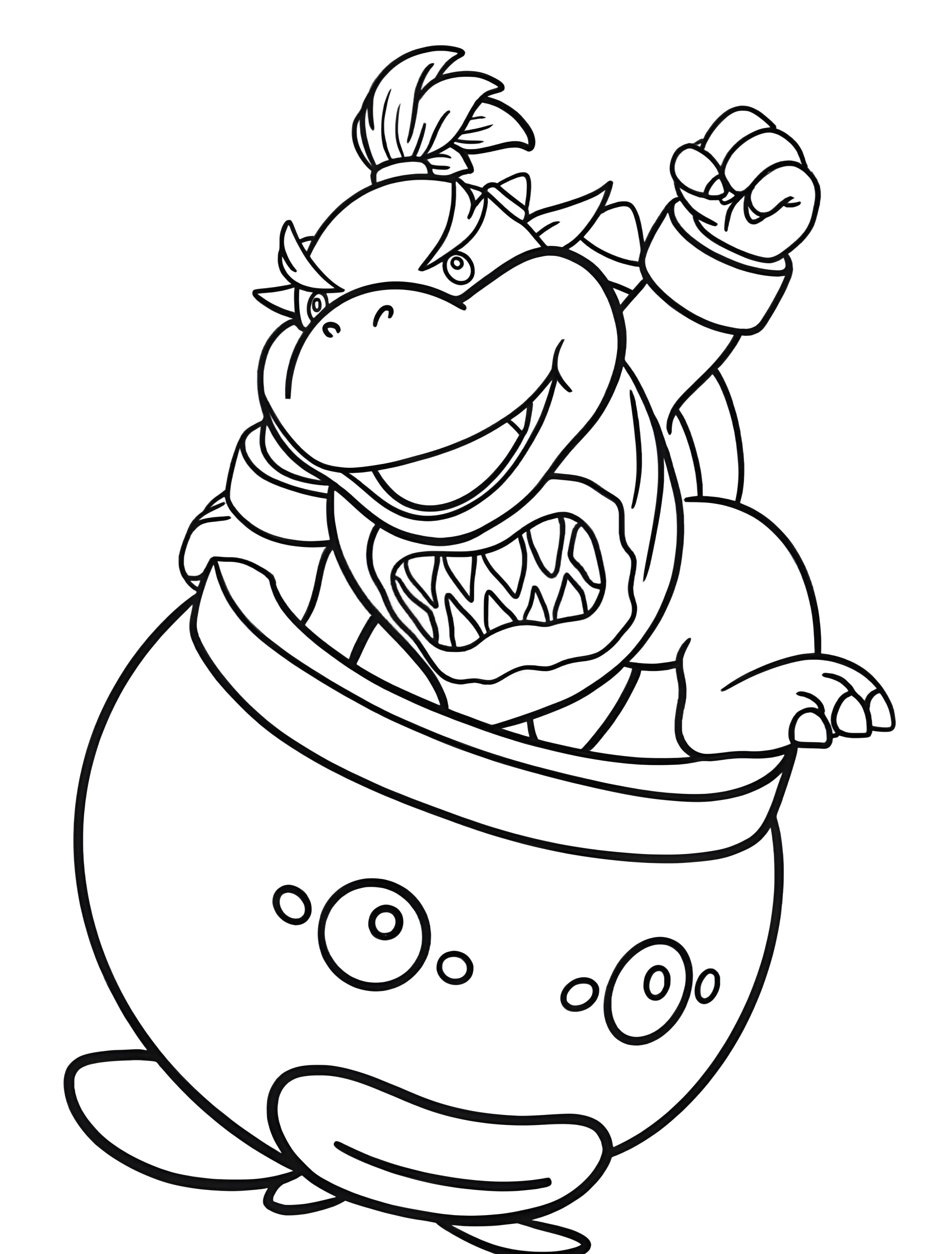 Забавный Боузер для малышей №6122. Раскраски из игр. Боузер (Bowser).