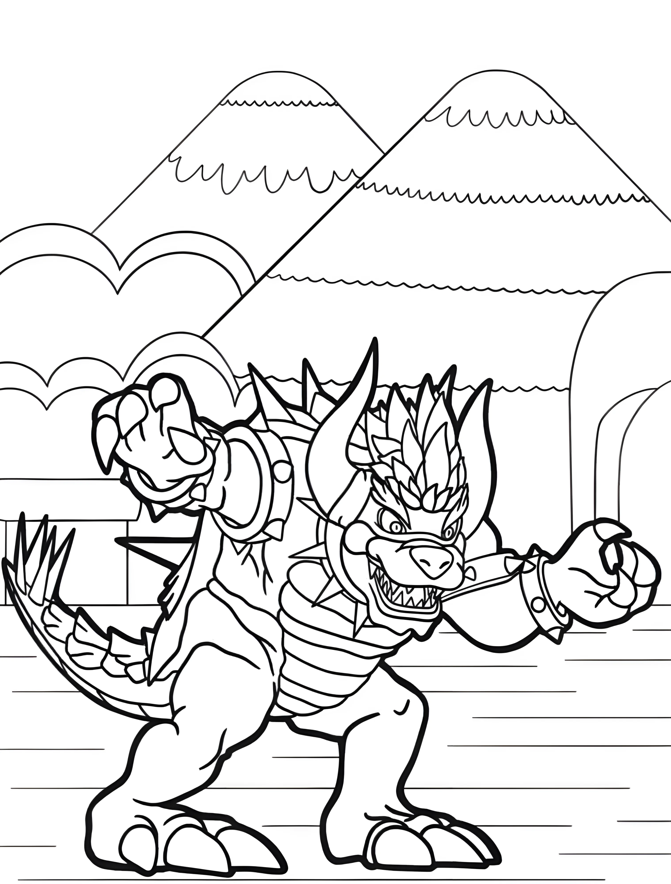 Веселый Bowser для самых маленьких №6124. Раскраски из игр. Боузер (Bowser).