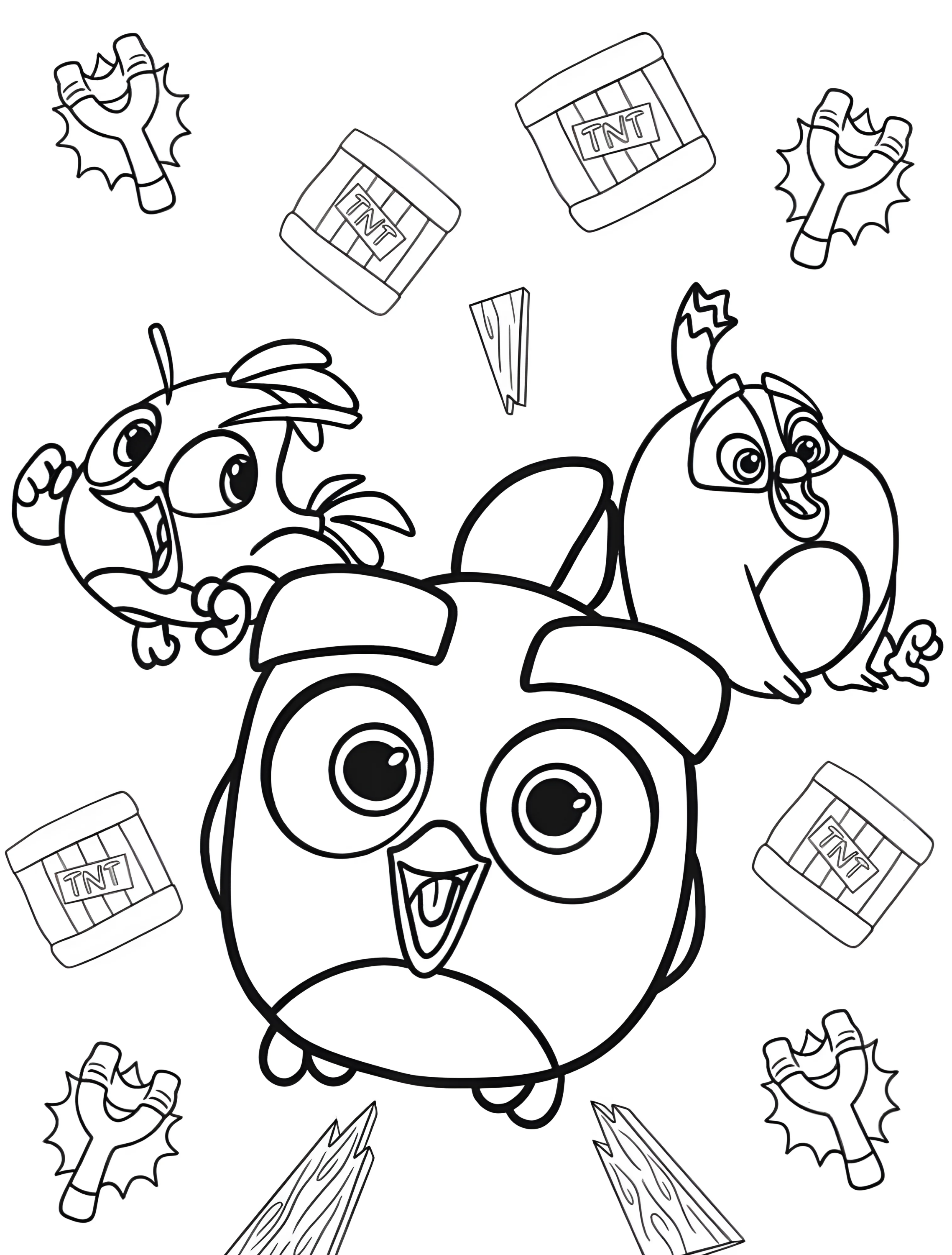 Веселые Angry Birds для детей №6017. Раскраски из игр. Злые птички (Angry Birds).