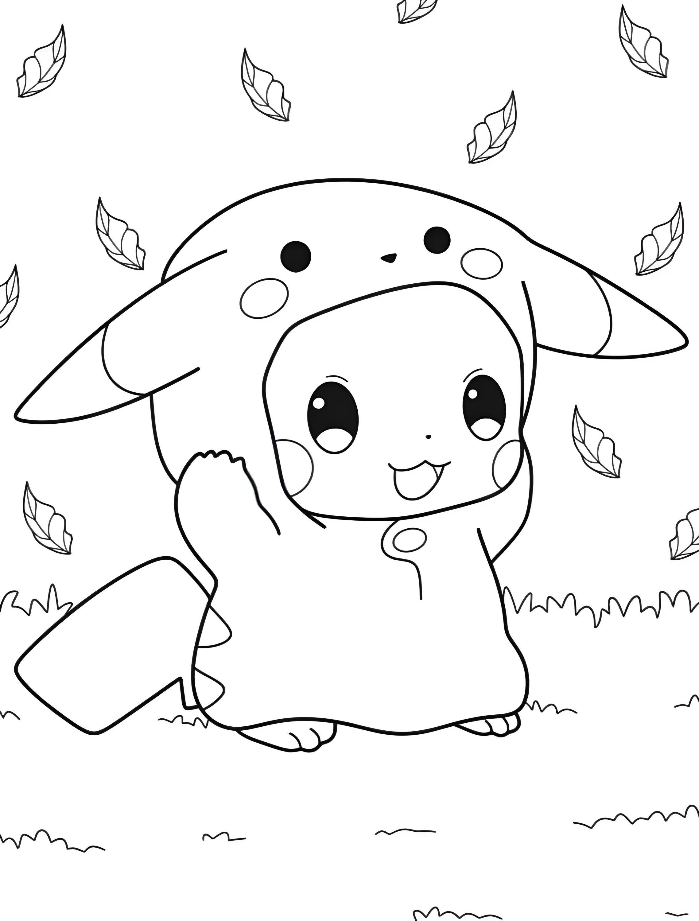 Милый Пикачу для самых маленьких №7220. Раскраски из игр. Пикачу (Pikachu).
