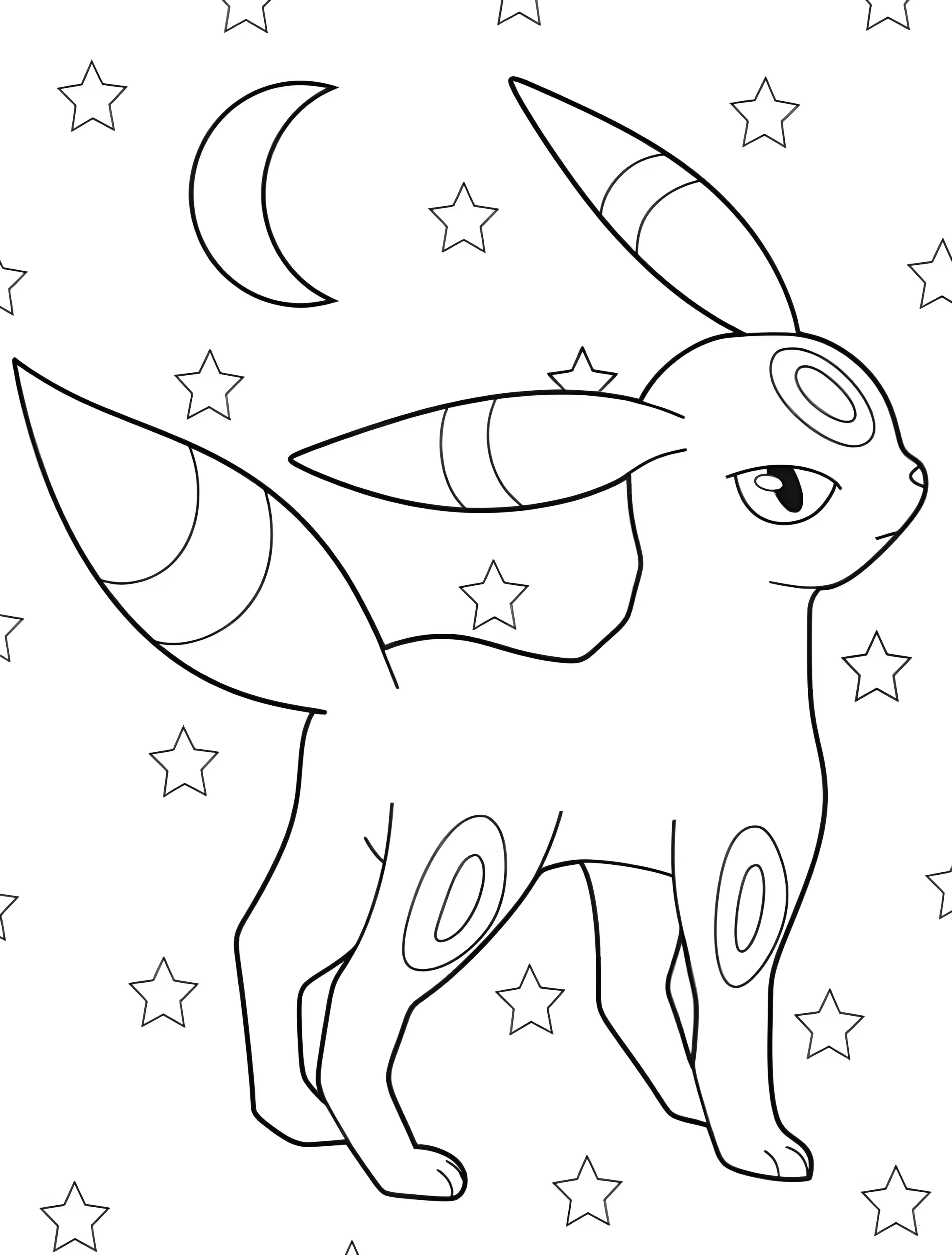 Милый Умбреон для детей №7387. Раскраски из игр. Покемон (Pokemon).