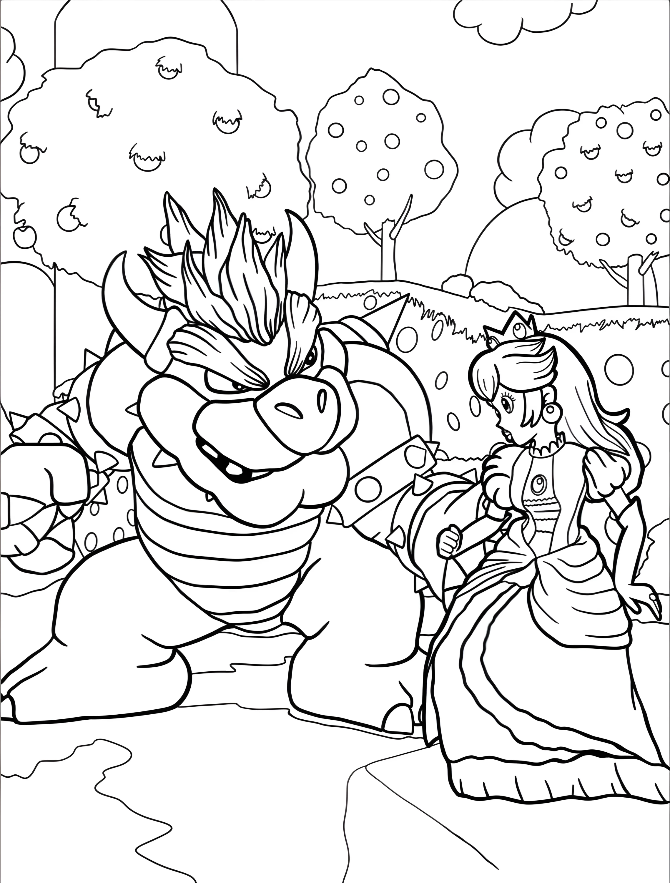 Принцесса и дракон для детей №7486. Раскраски из игр. Принцесса Пич (Princess Peach).