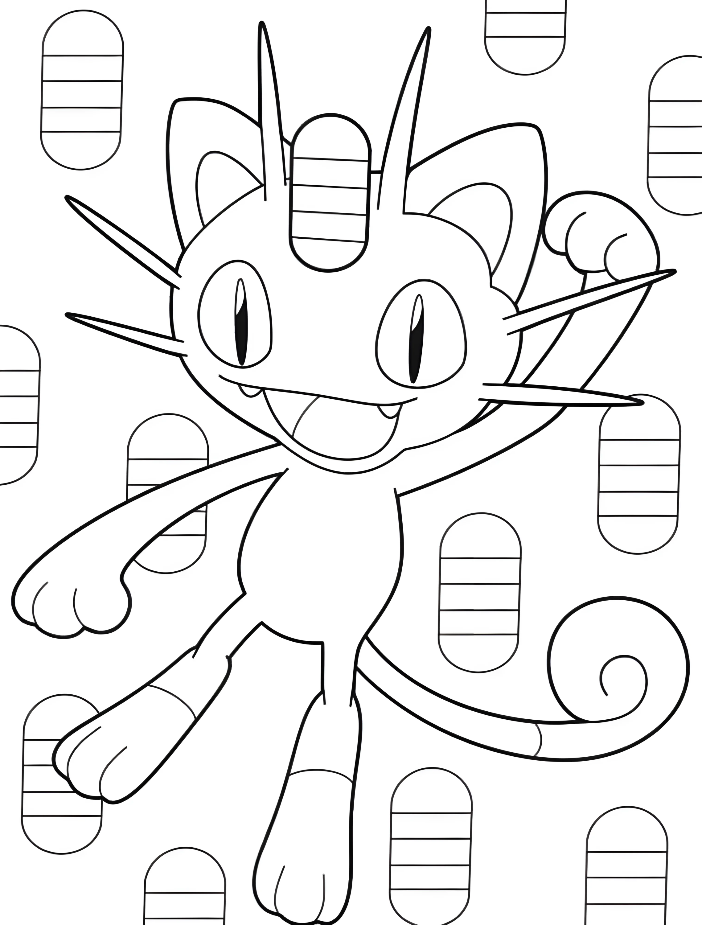 Веселый котенок для детей №7395. Раскраски из игр. Покемон (Pokemon).