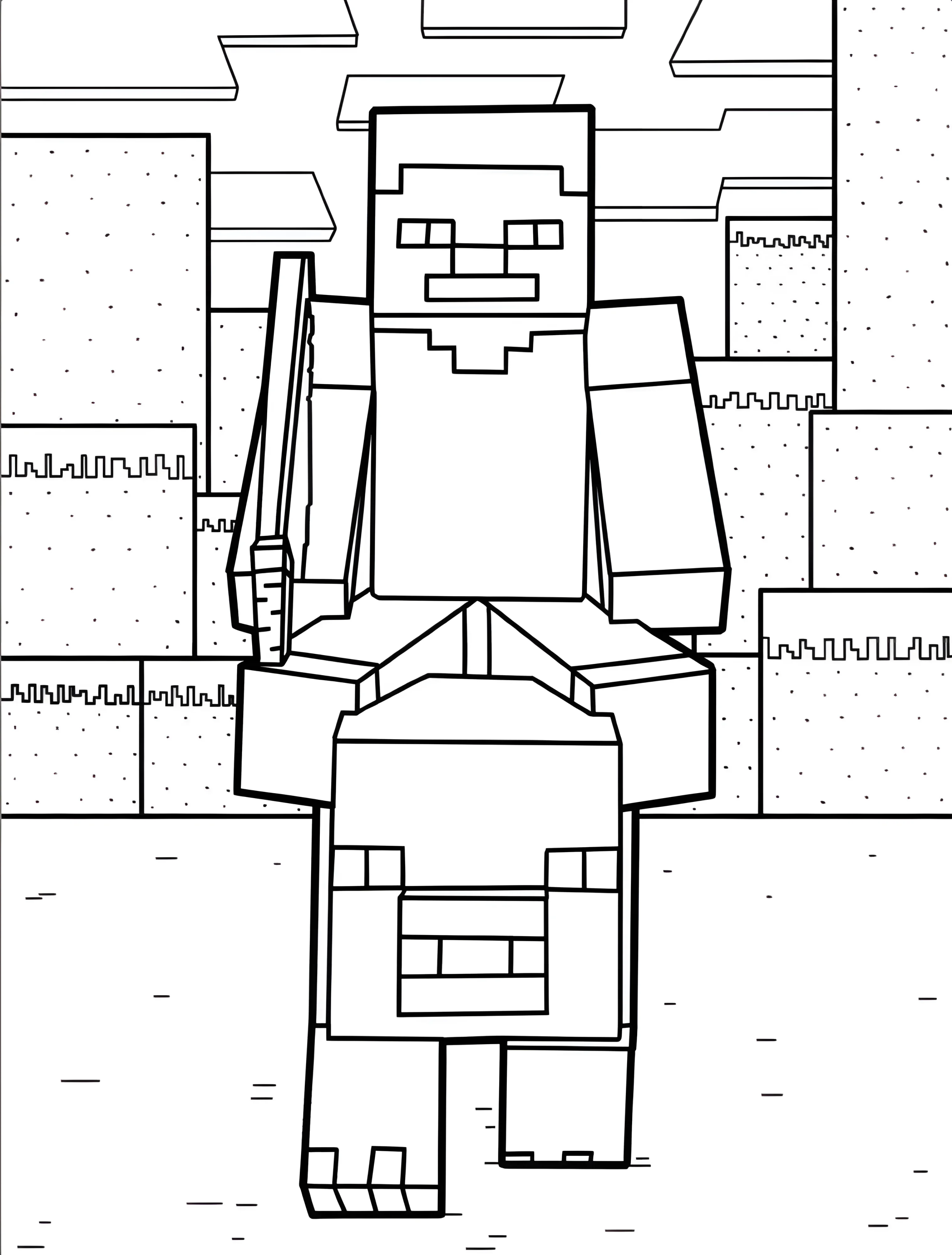 Стив в Майнкрафт катается на свинье №7102. Раскраски из игр. Майнкрафт (Minecraft).