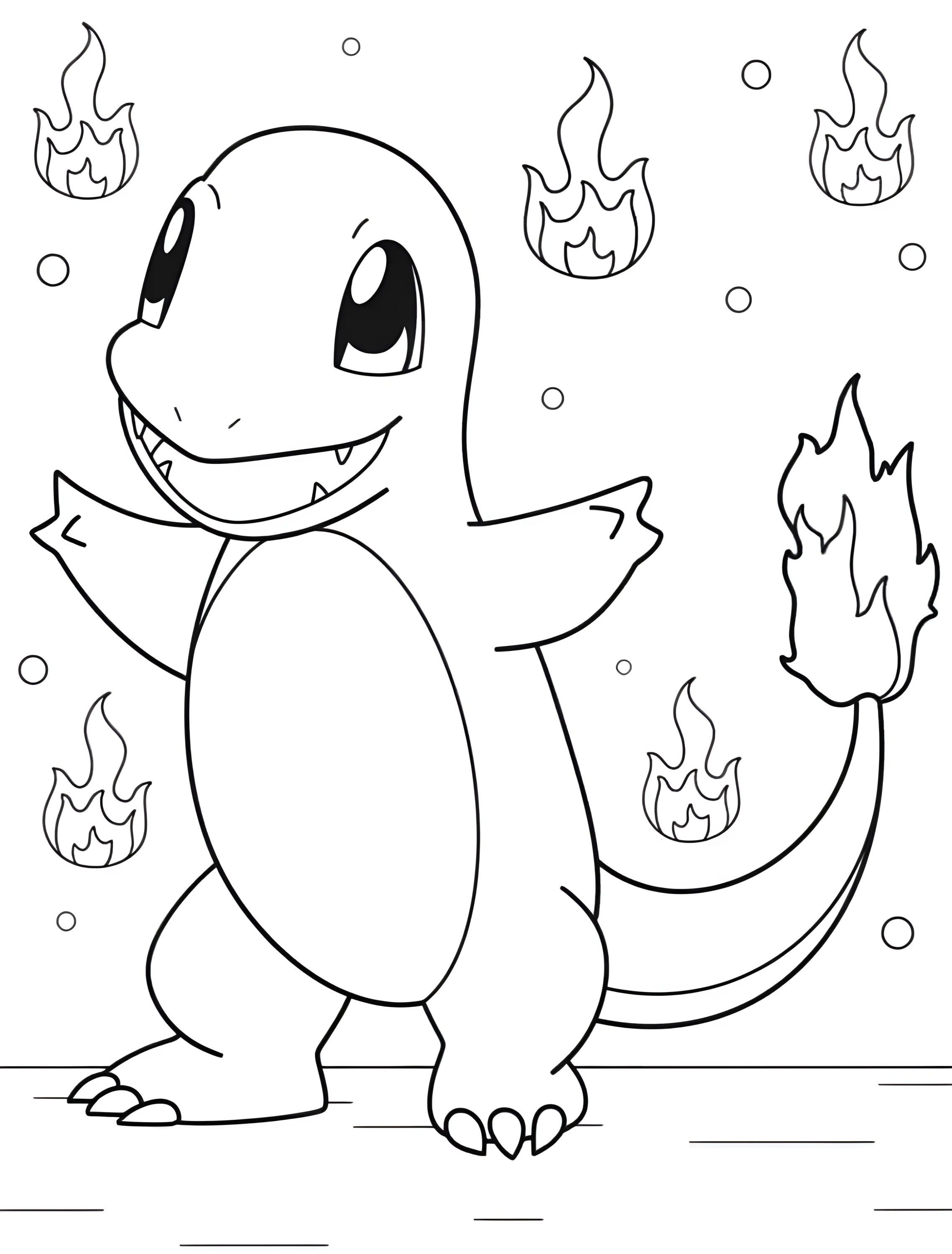 Забавный Чарманде для детей №7408. Раскраски из игр. Покемон (Pokemon).