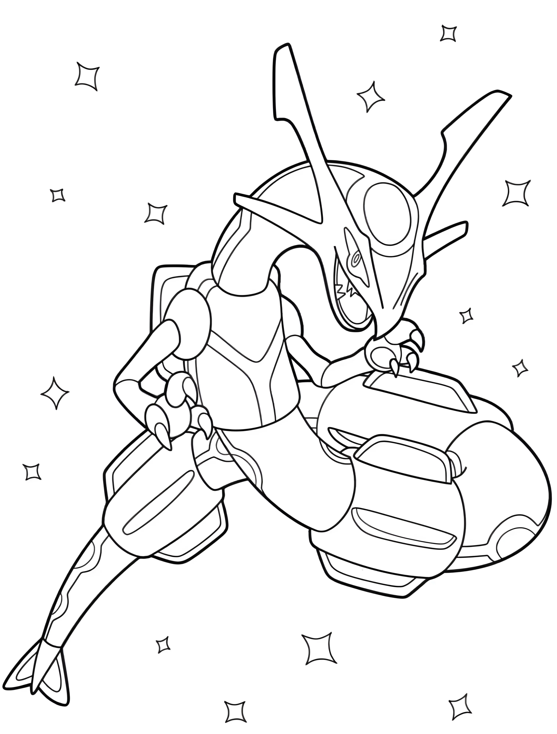 Покемон Rayquaza в боевой позе для детей №7417. Раскраски из игр. Покемон (Pokemon).